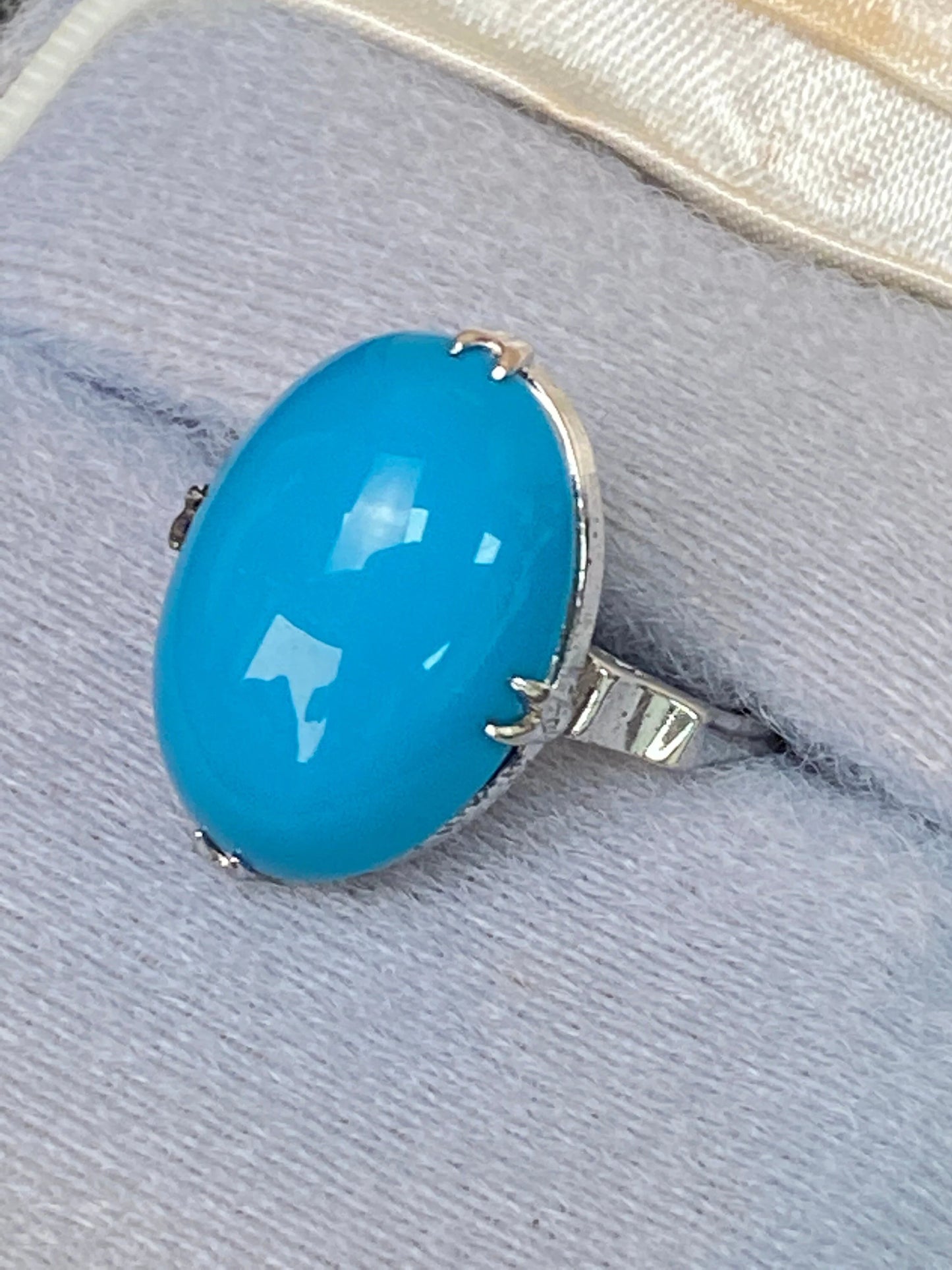 Japanese Vintage Jewelry gift, Blue & Brown Stone Rings, Silver Round Ring, Band Ring with Gift Box