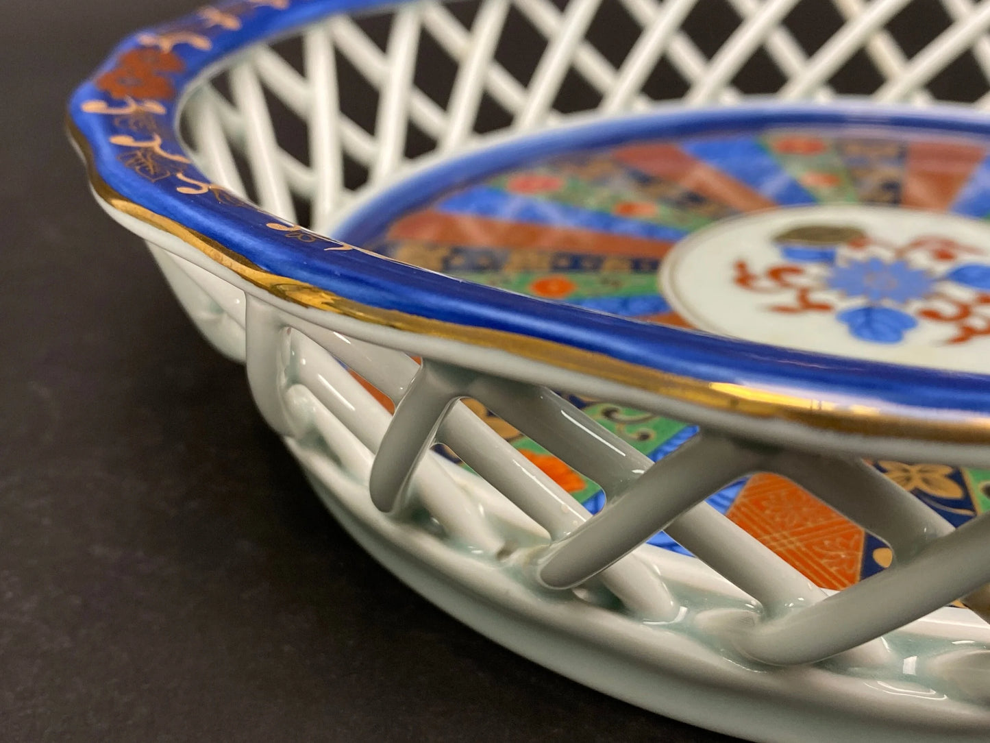 Arita yaki ware Plates Trinket by Nobuyama, W10", Japanese Confectionery Crafts Big Bowl Tableware
