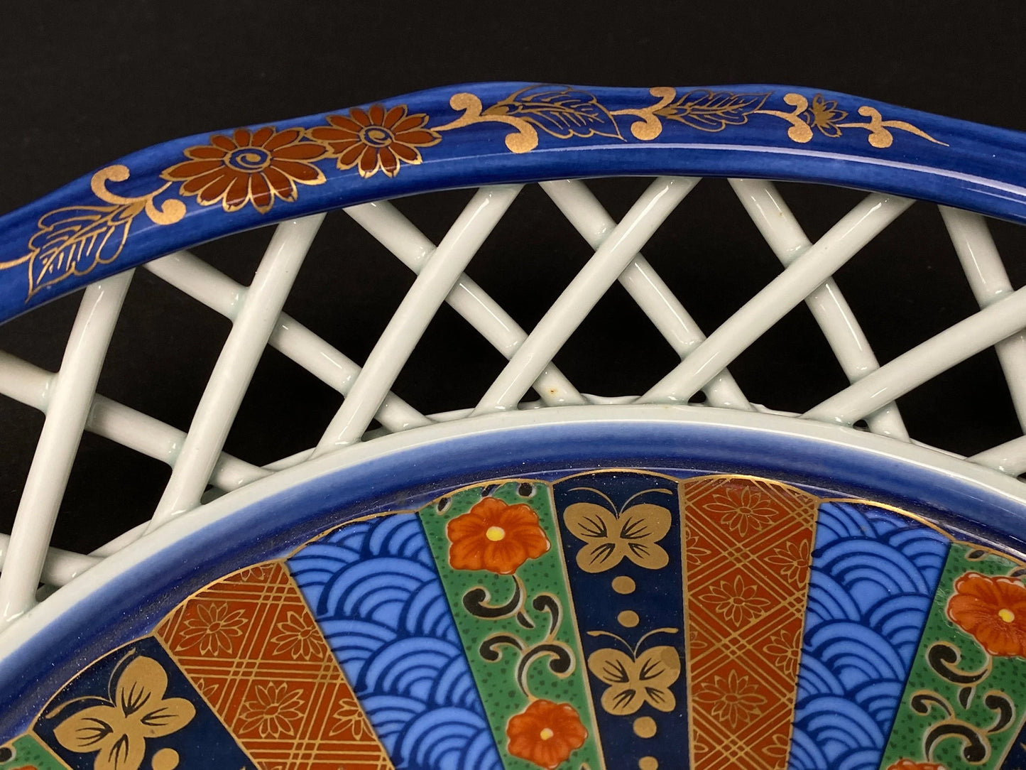 Arita yaki ware Plates Trinket by Nobuyama, W10", Japanese Confectionery Crafts Big Bowl Tableware