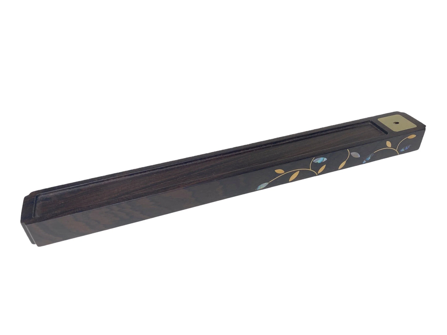 Portable Sandalwood Handmade Incense Burner，incense Stand, Box w/mother of pearl decor 9”L Include Storage Bag & Incense Tester