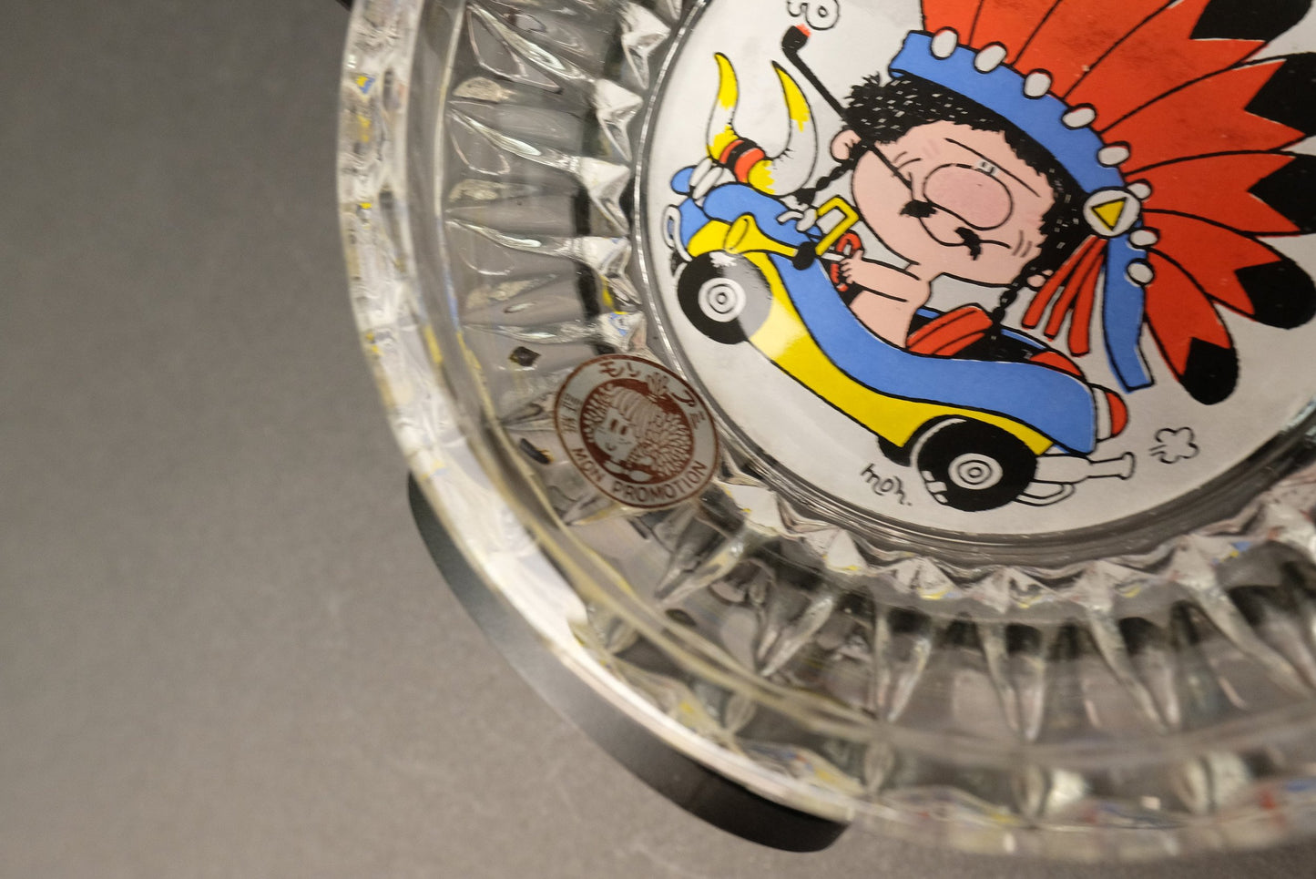 Japan Glass Ash Tray, with Iron Stand, Iron Chair, from Mon Promotion, Made in Japan