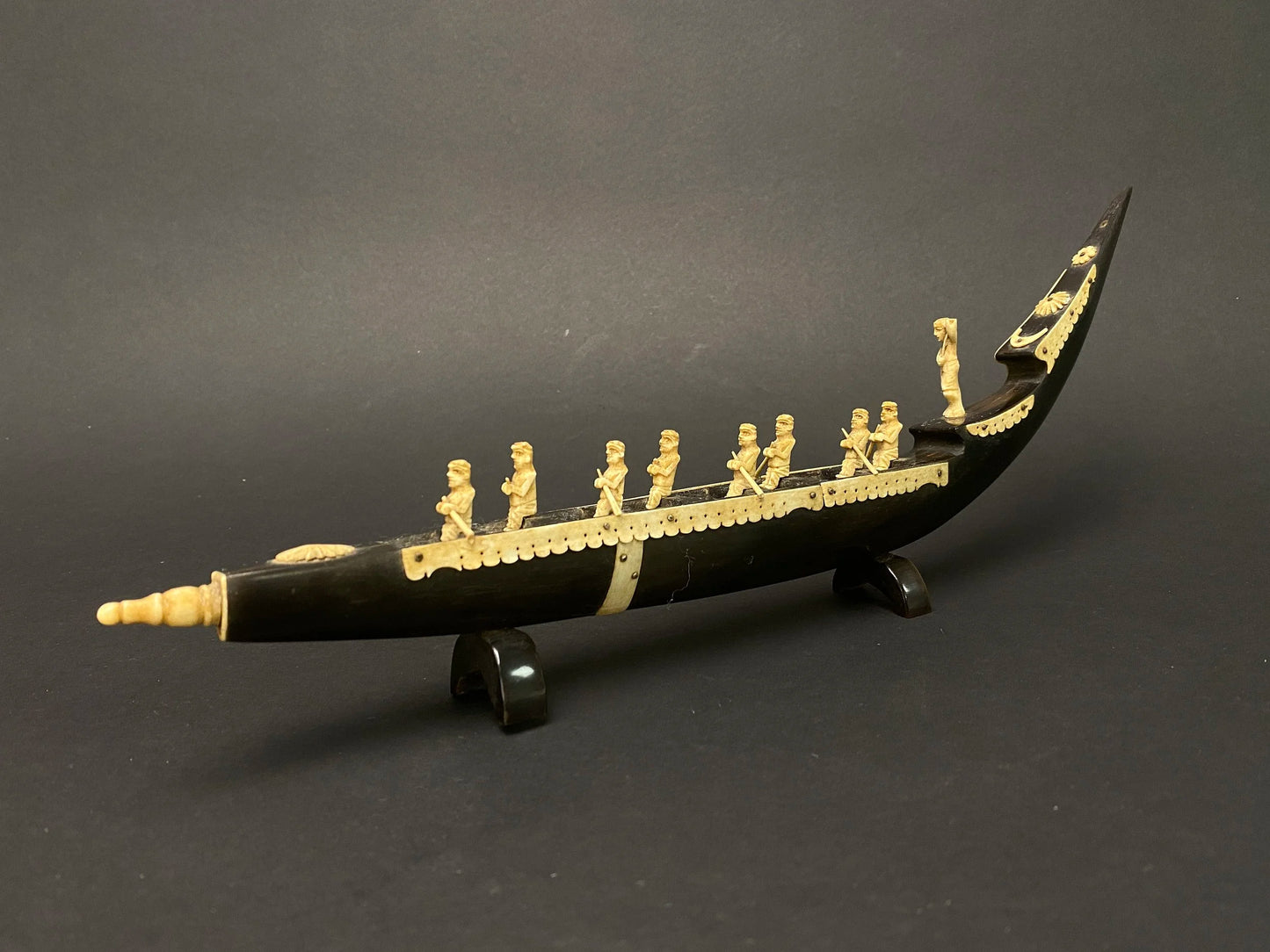Japanese Dragon Boat, Sail Boat, Animal Horn, Gondola design, hand crafted Dragon Boat, Fork Art