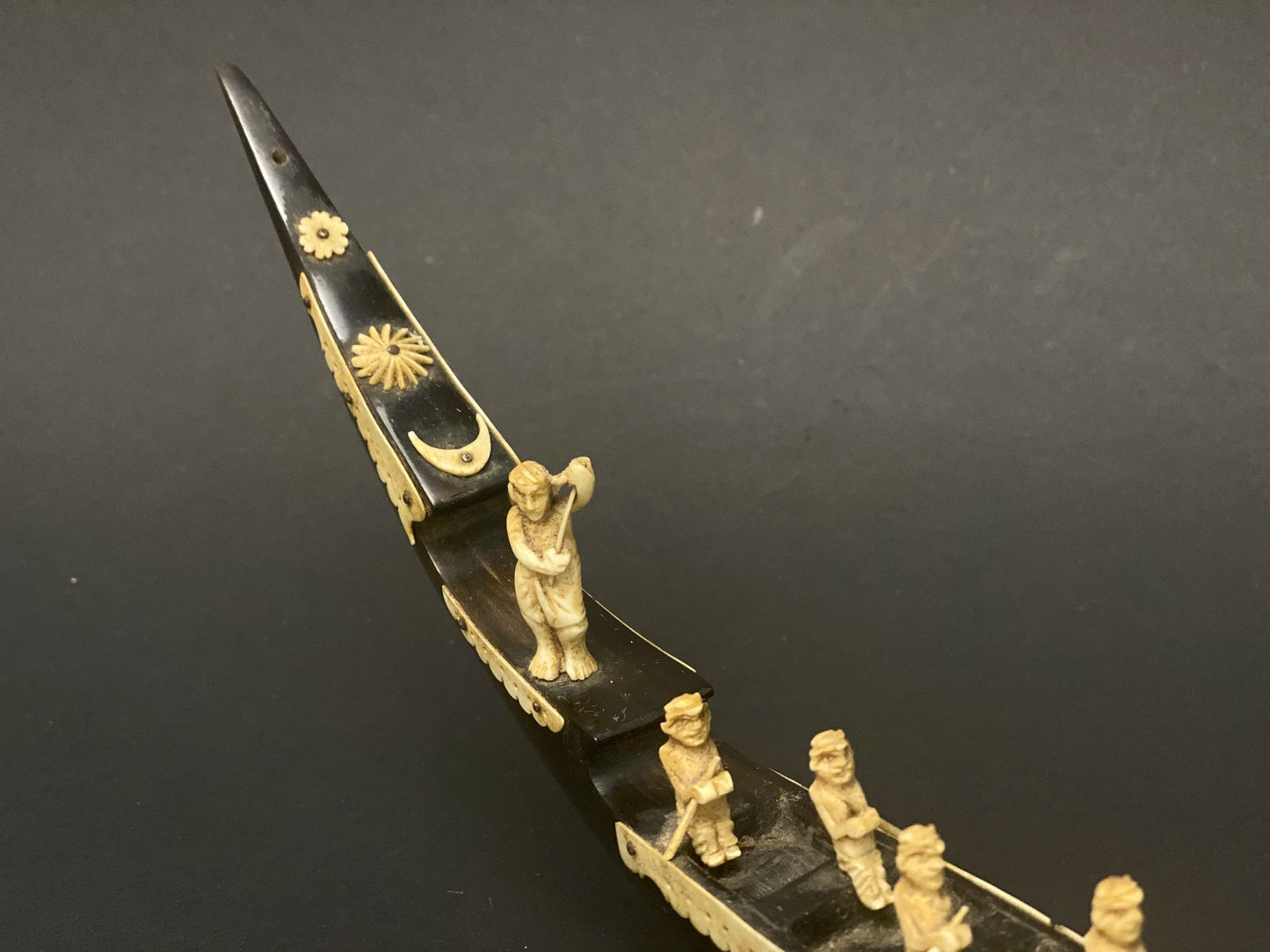 Japanese Dragon Boat, Sail Boat, Animal Horn, Gondola design, hand crafted Dragon Boat, Fork Art