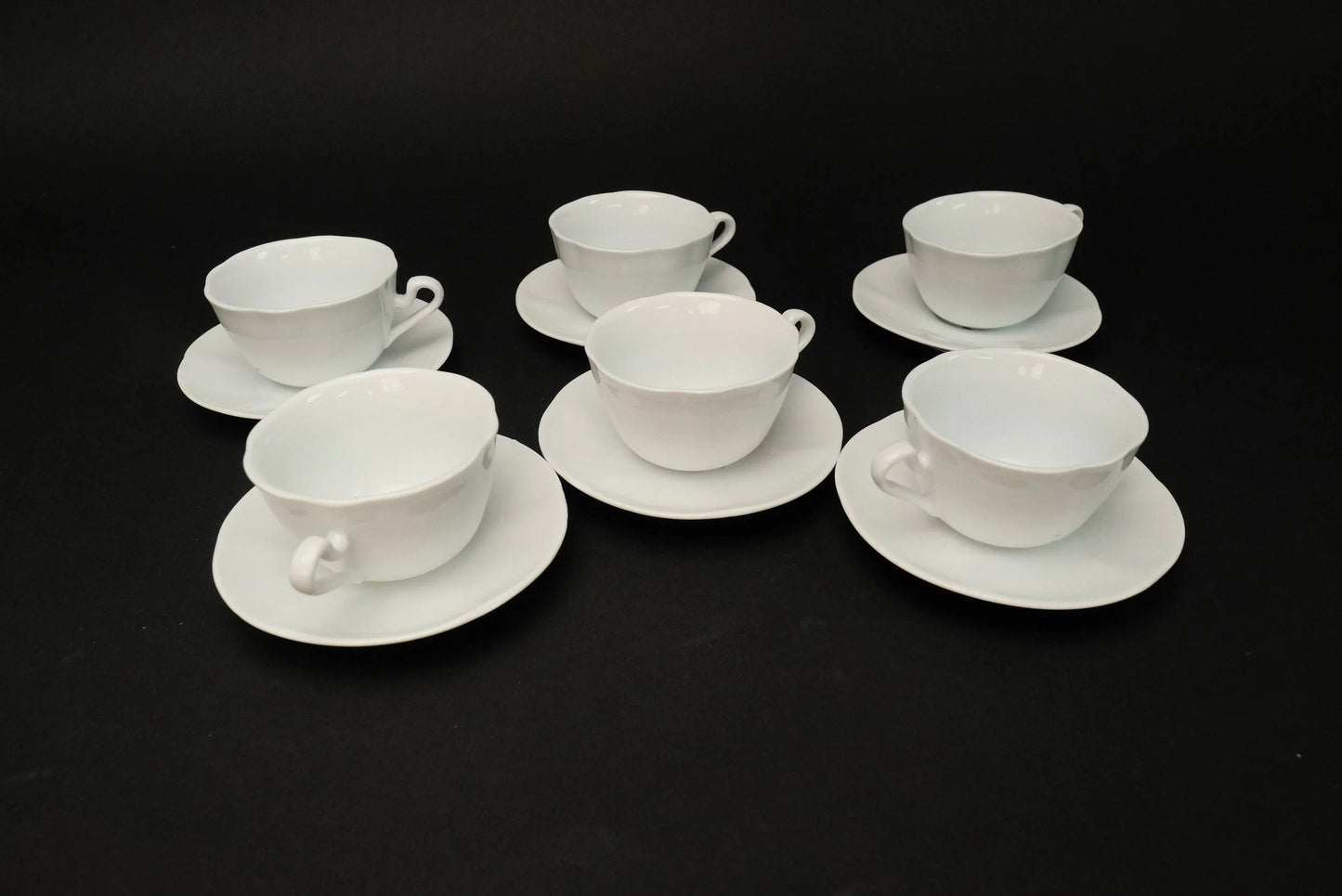 Japanese 6pcs cups set, Milk White Cafe Cups and Saucers, Cup & Saucer, Made in Japan, Espresso cup set, vintage coffee set