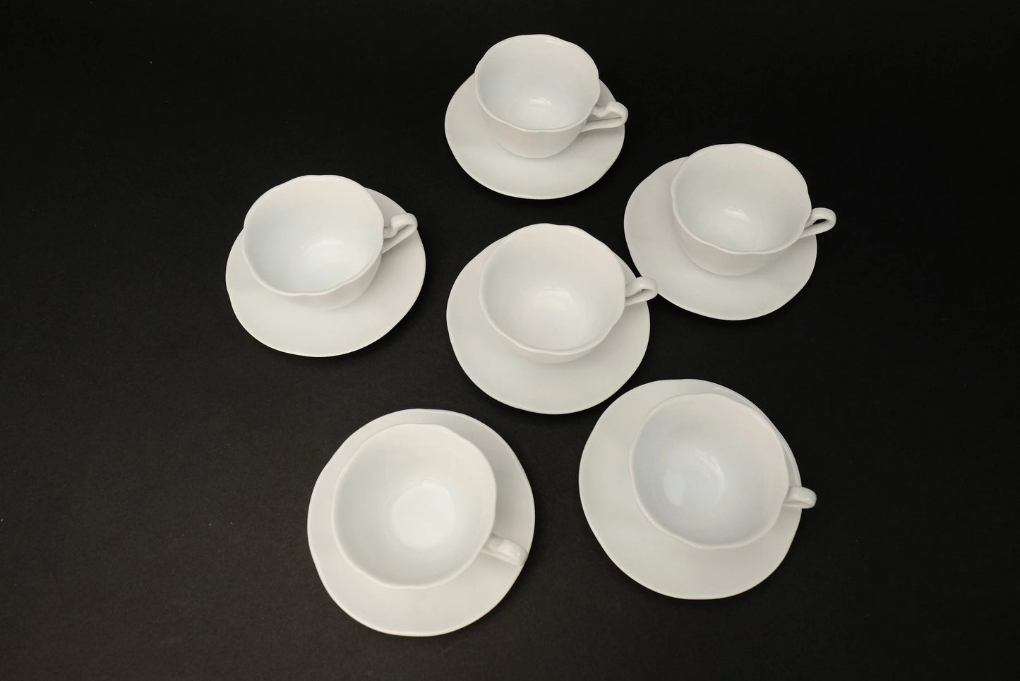 Japanese 6pcs cups set, Milk White Cafe Cups and Saucers, Cup & Saucer, Made in Japan, Espresso cup set, vintage coffee set