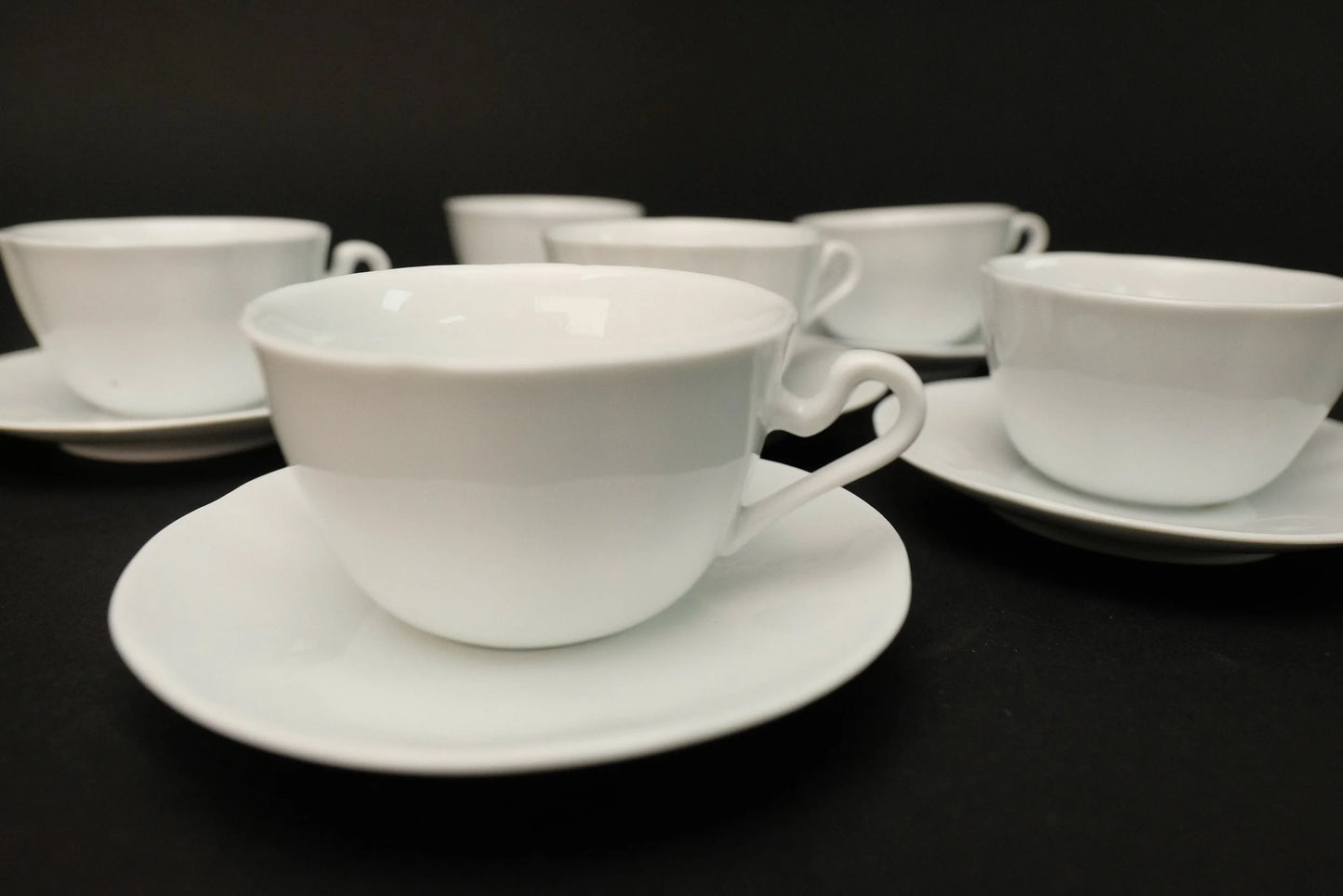 Japanese 6pcs cups set, Milk White Cafe Cups and Saucers, Cup & Saucer, Made in Japan, Espresso cup set, vintage coffee set