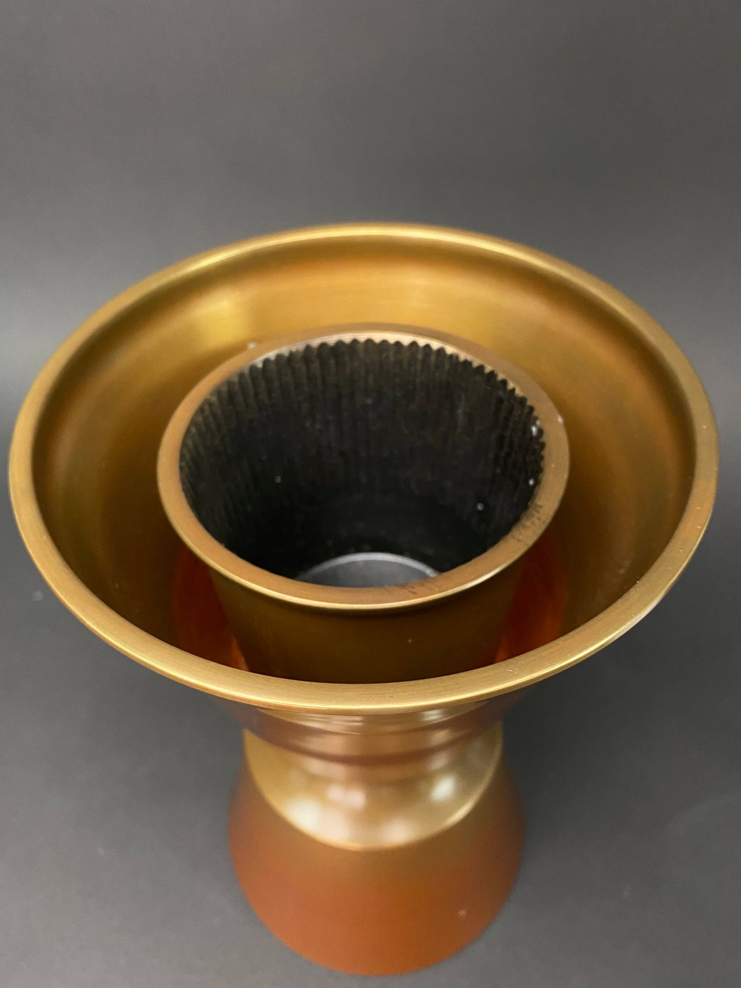 Usubata Bronze Japanese Ikebana Vase, Hourless Brass Container, Tsurukubi Ikenobo Vase, Flower Arrangement