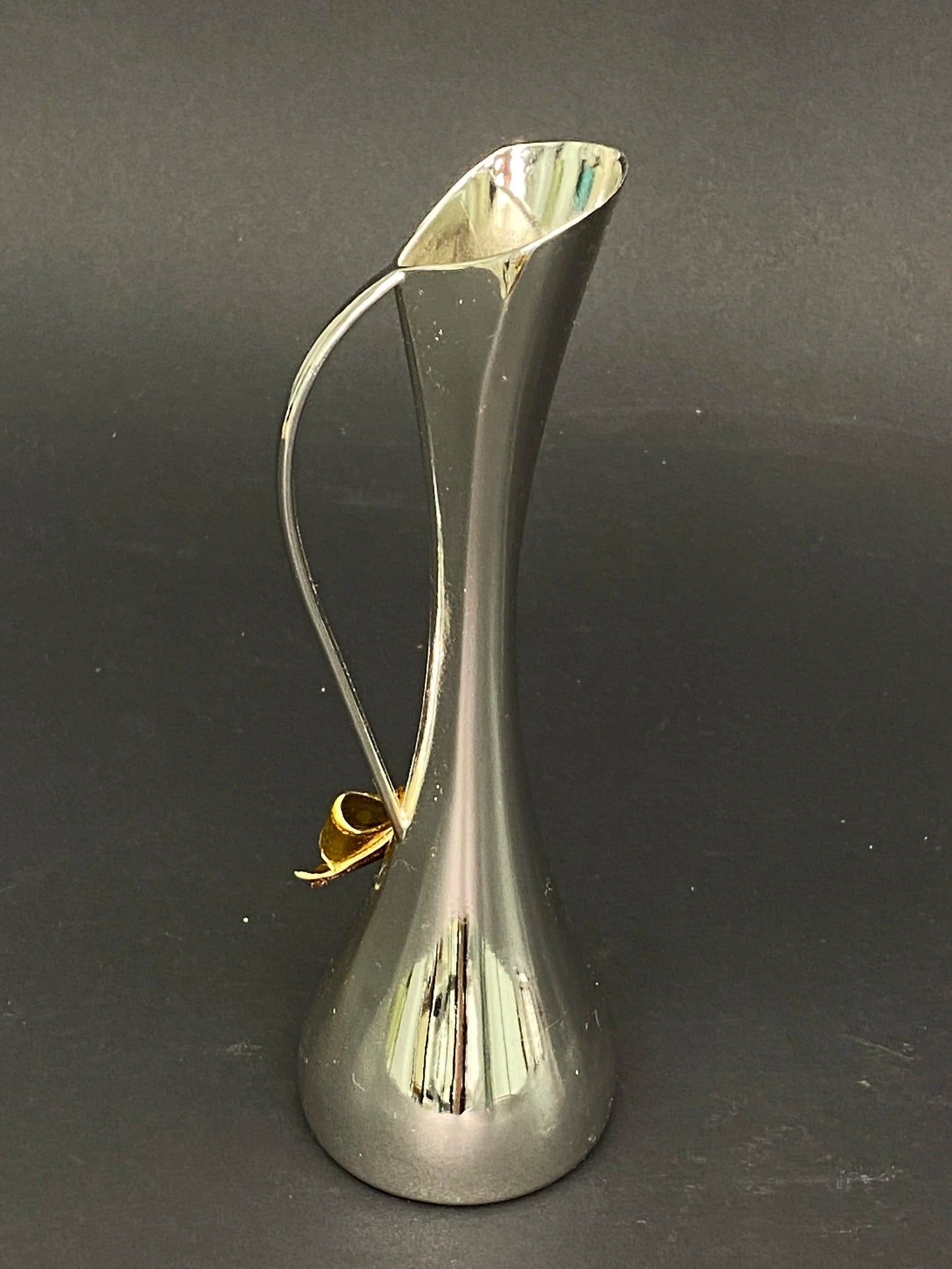 Vintage Bronze Ikebana Vases: Gold Ribbon Inlay, Pair