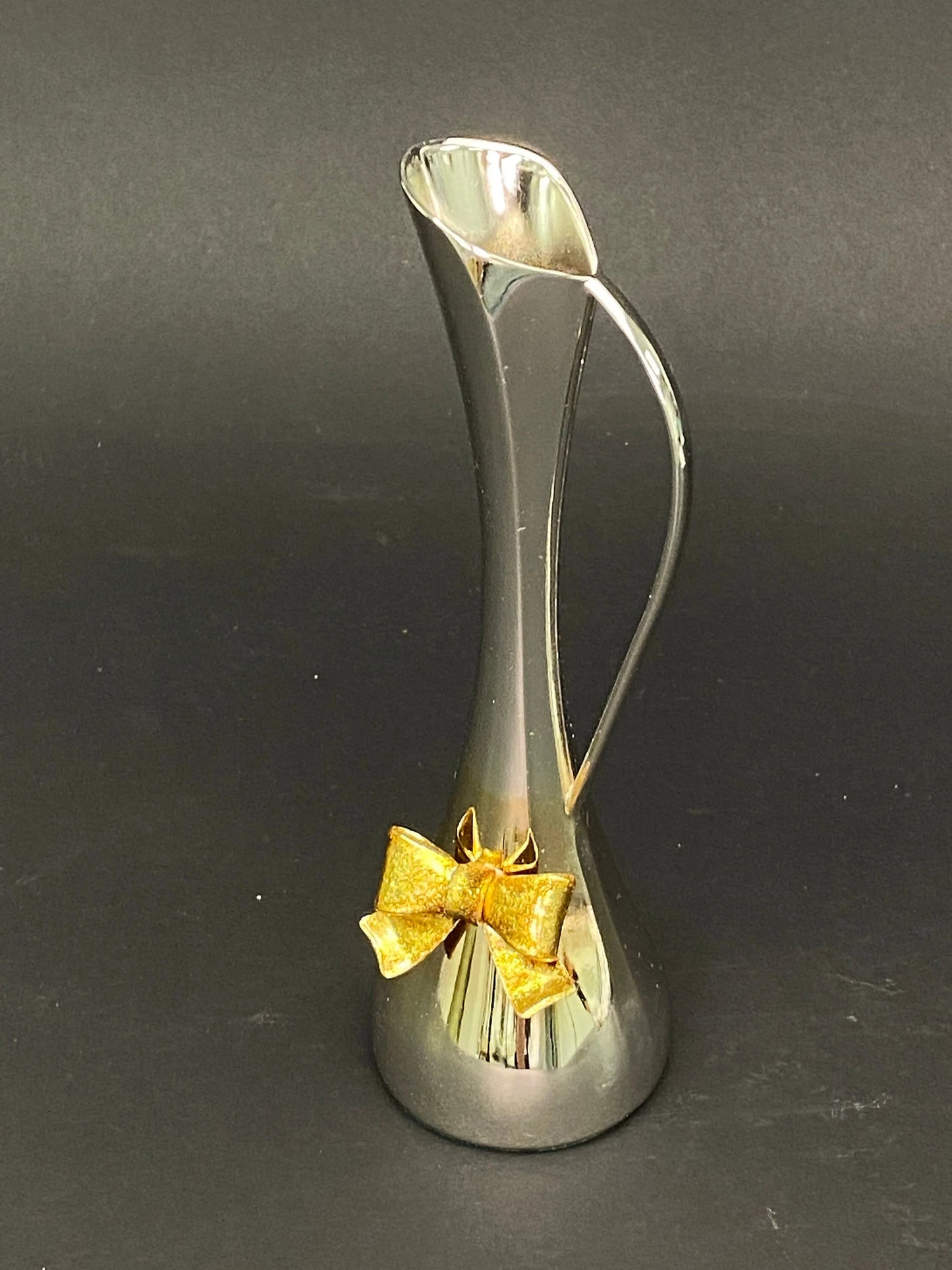 Vintage Bronze Ikebana Vases: Gold Ribbon Inlay, Pair