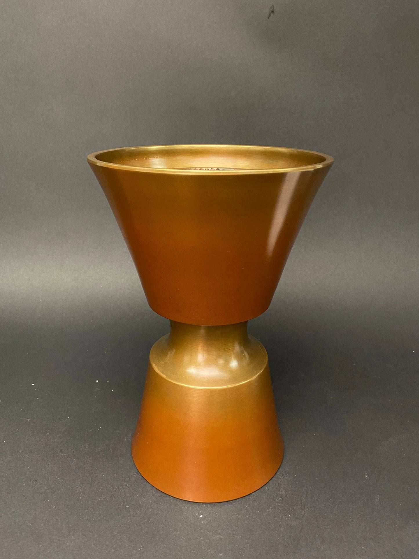 Usubata Bronze Japanese Ikebana Vase, Hourless Brass Container, Tsurukubi Ikenobo Vase, Flower Arrangement