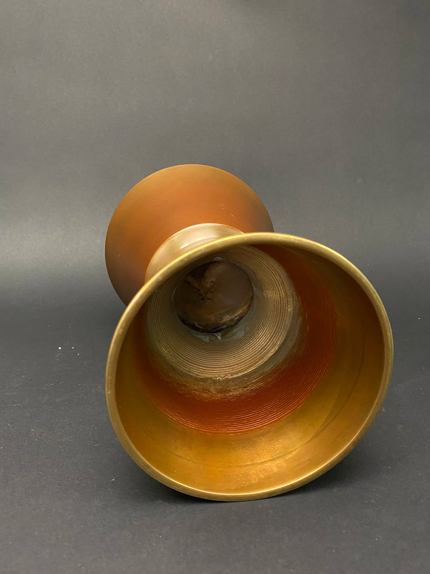 Usubata Bronze Japanese Ikebana Vase, Hourless Brass Container, Tsurukubi Ikenobo Vase, Flower Arrangement
