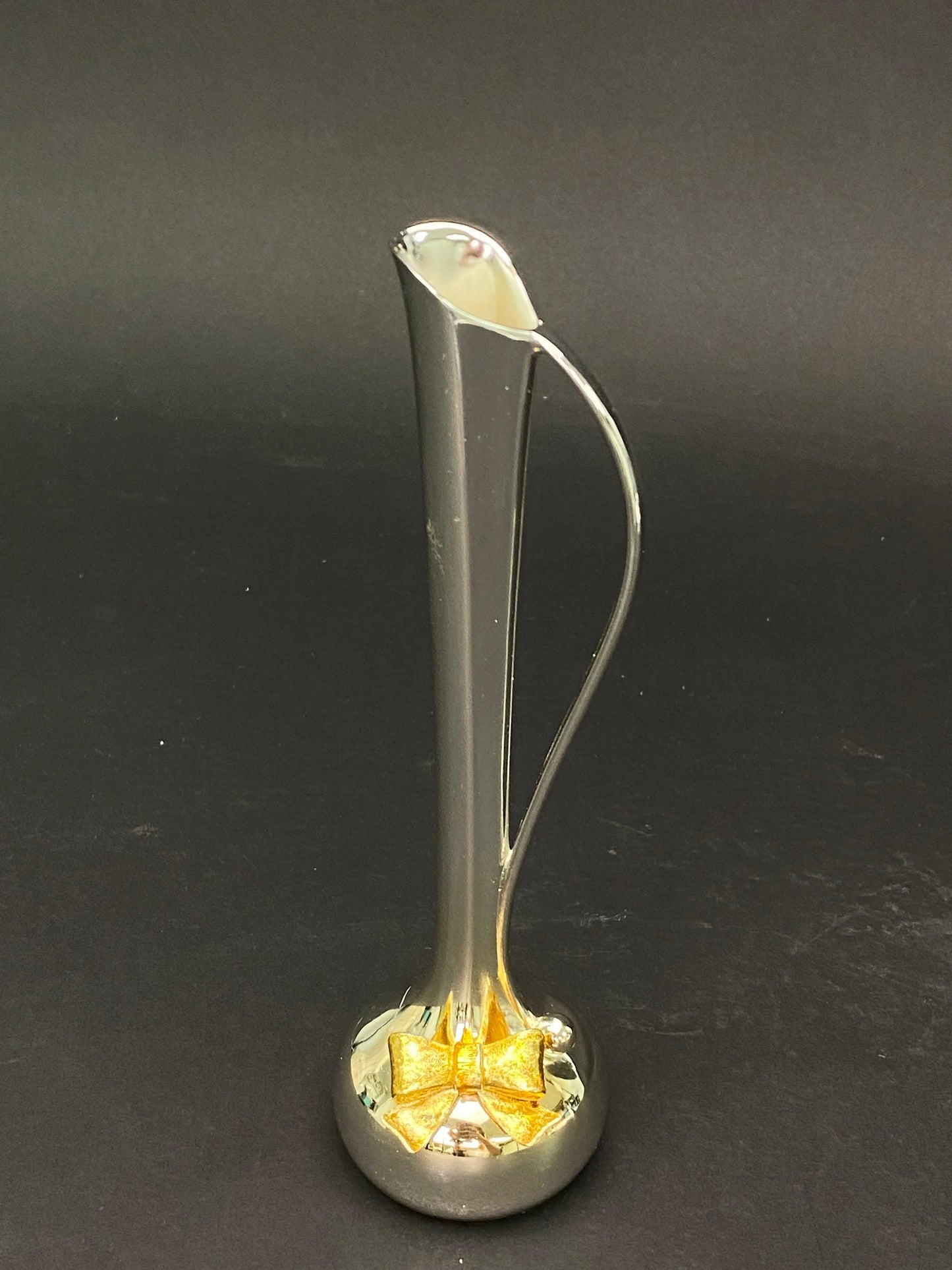 Vintage Bronze Ikebana Vases: Gold Ribbon Inlay, Pair
