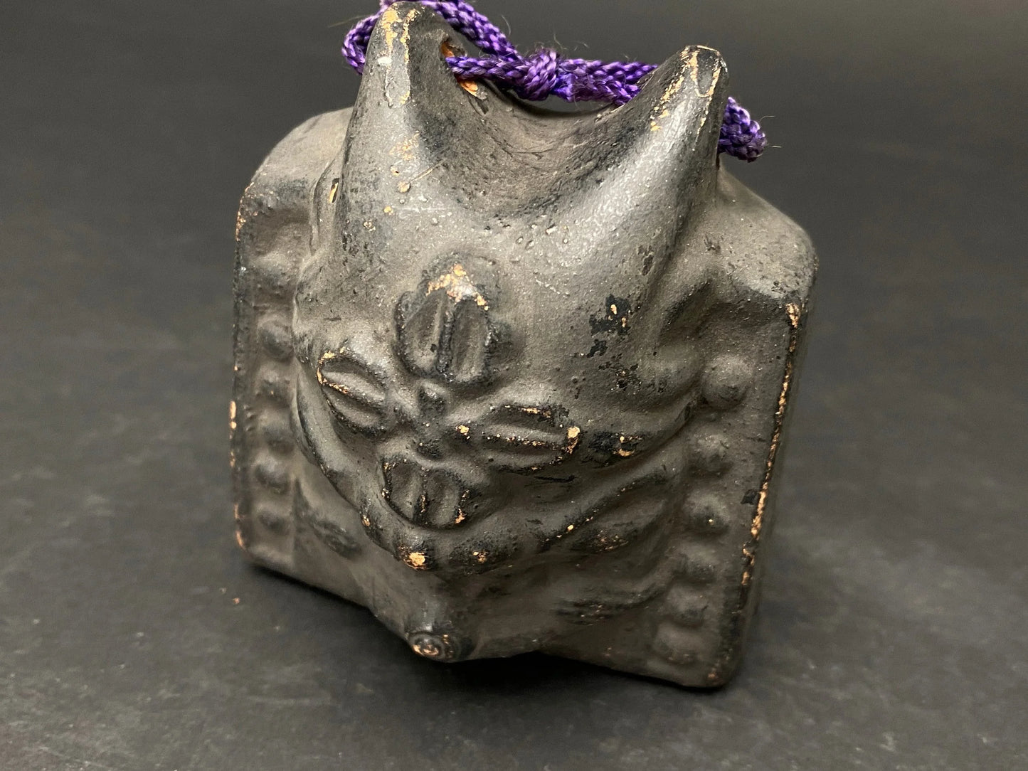 Japanese Clay Bell Vtg Dorei, Ceramic Doll, Iron hand Bell, Zodiac Animal, Ceramic Dorei, Holiday ornament