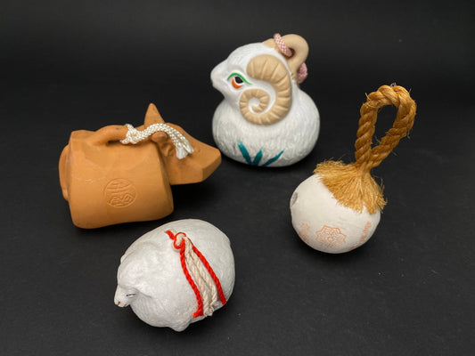 Japanese Clay Bell Dorei, Zodiac animal Ceramic Doll, hand Bell, Zodiac Animal, Ceramic Dorei, Tree ornament