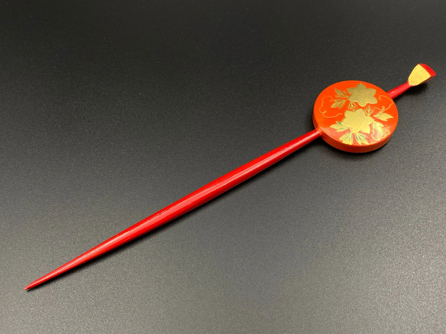 Japanese Kanzashi Set Red Gold Comb and Hair Stick