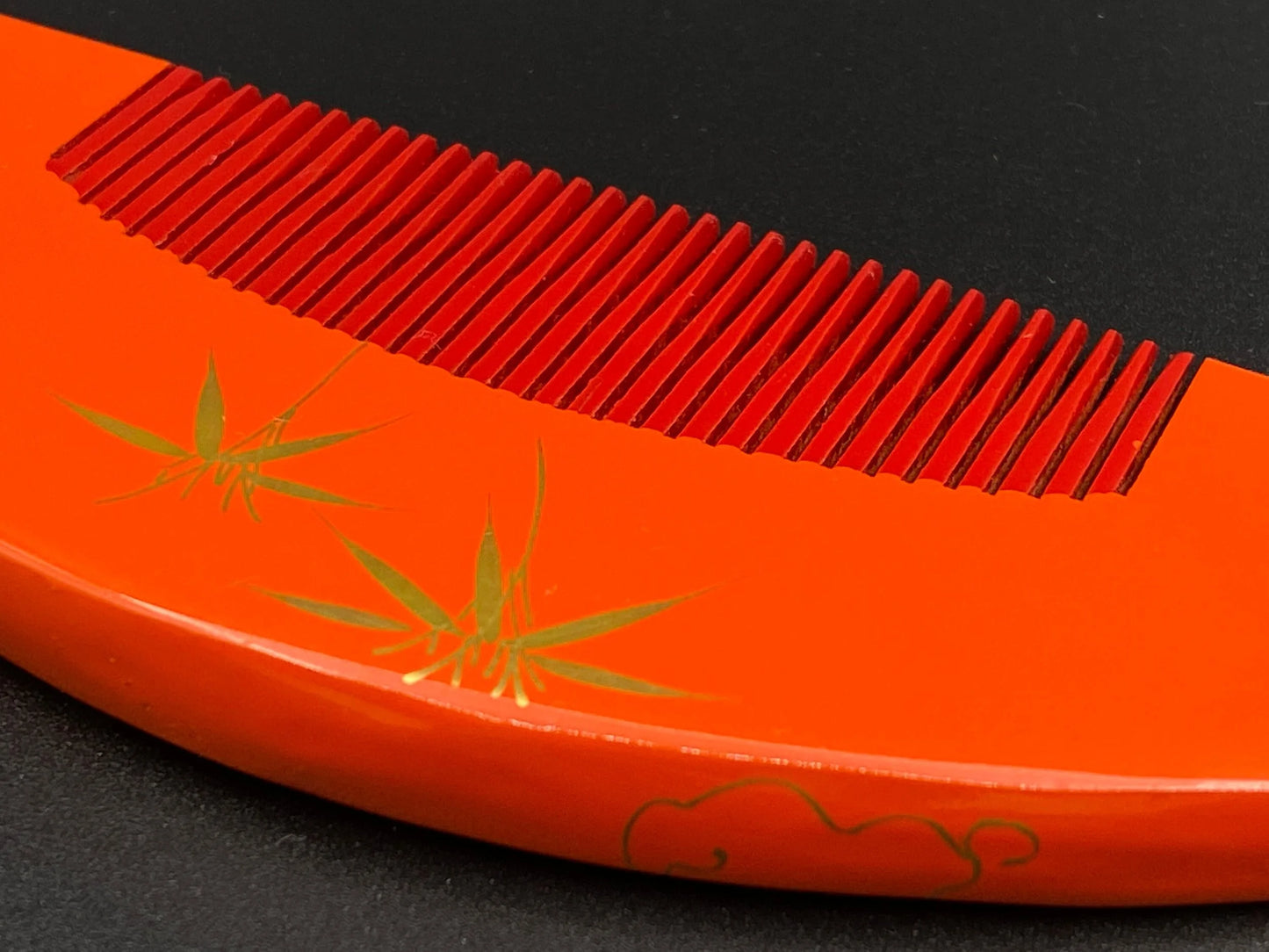 Japanese Kanzashi Set Red Gold Comb and Hair Stick