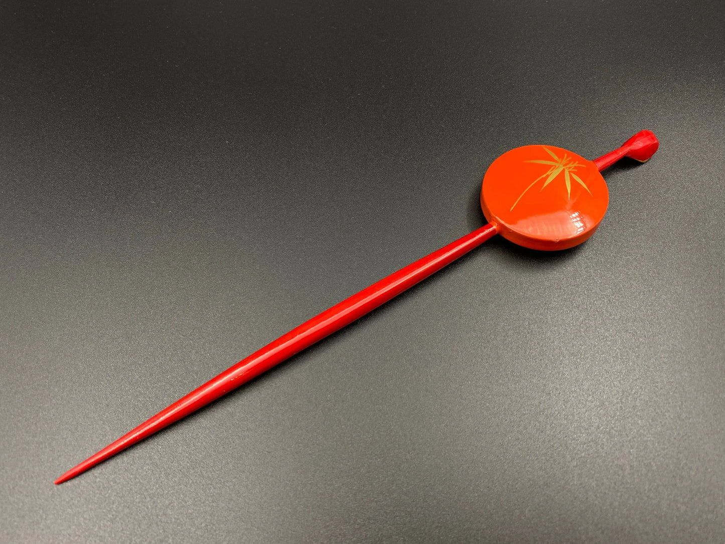 Japanese Kanzashi Set Red Gold Comb and Hair Stick