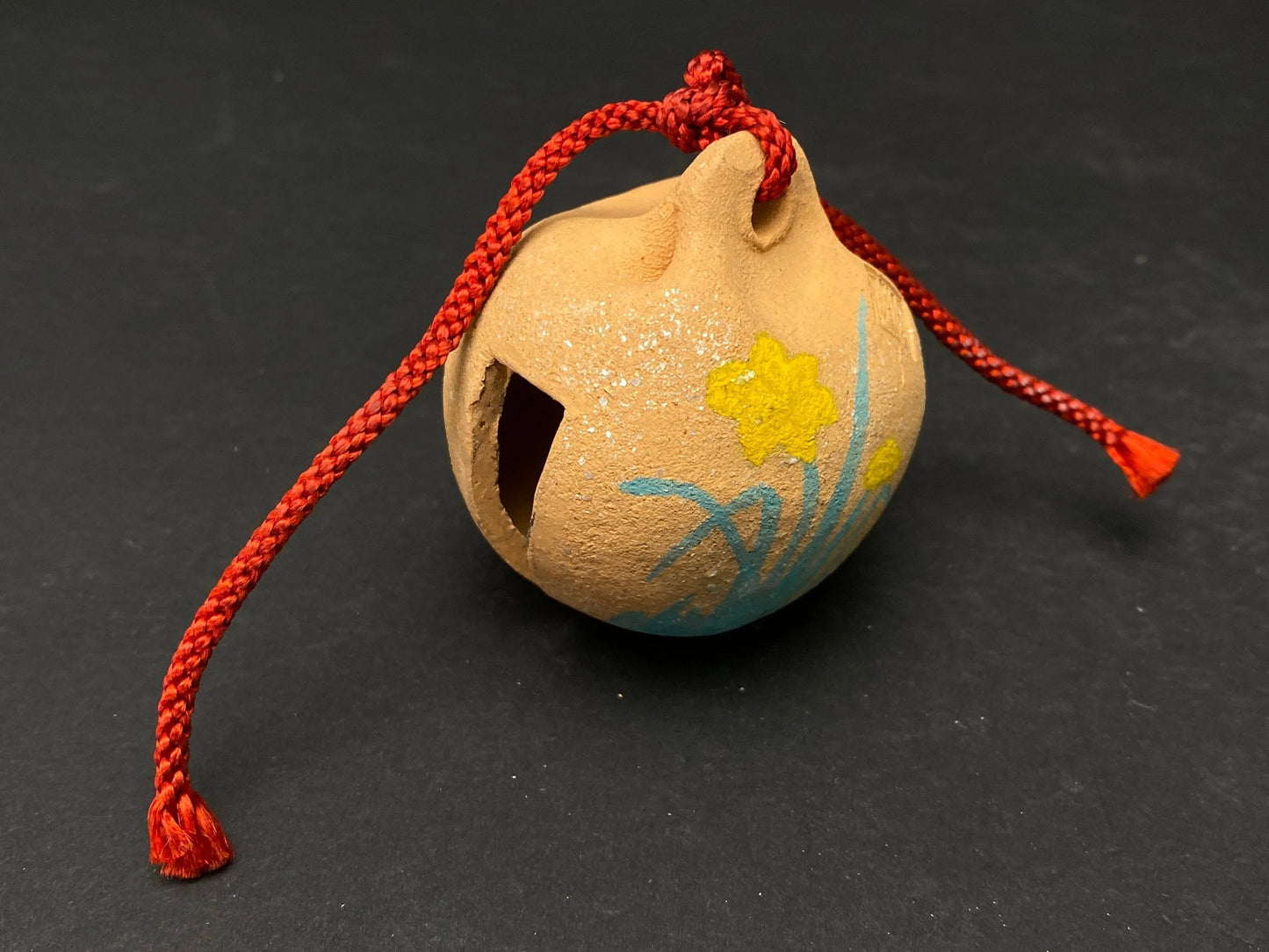 Japanese Clay Bell Vtg Dorei, Ceramic Doll, Iron hand Bell, Zodiac Animal, Ceramic Dorei, Holiday ornament
