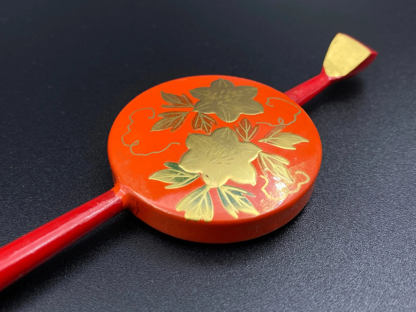 Japanese Kanzashi Set Red Gold Comb and Hair Stick