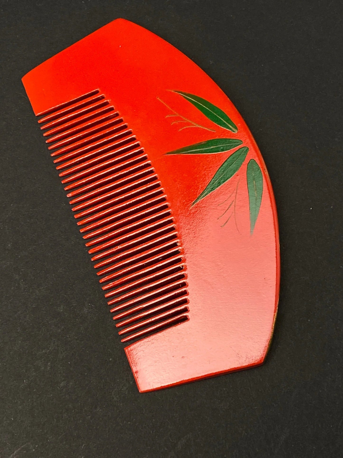 Japanese Kanzashi Set Red Gold Comb and Hair Stick