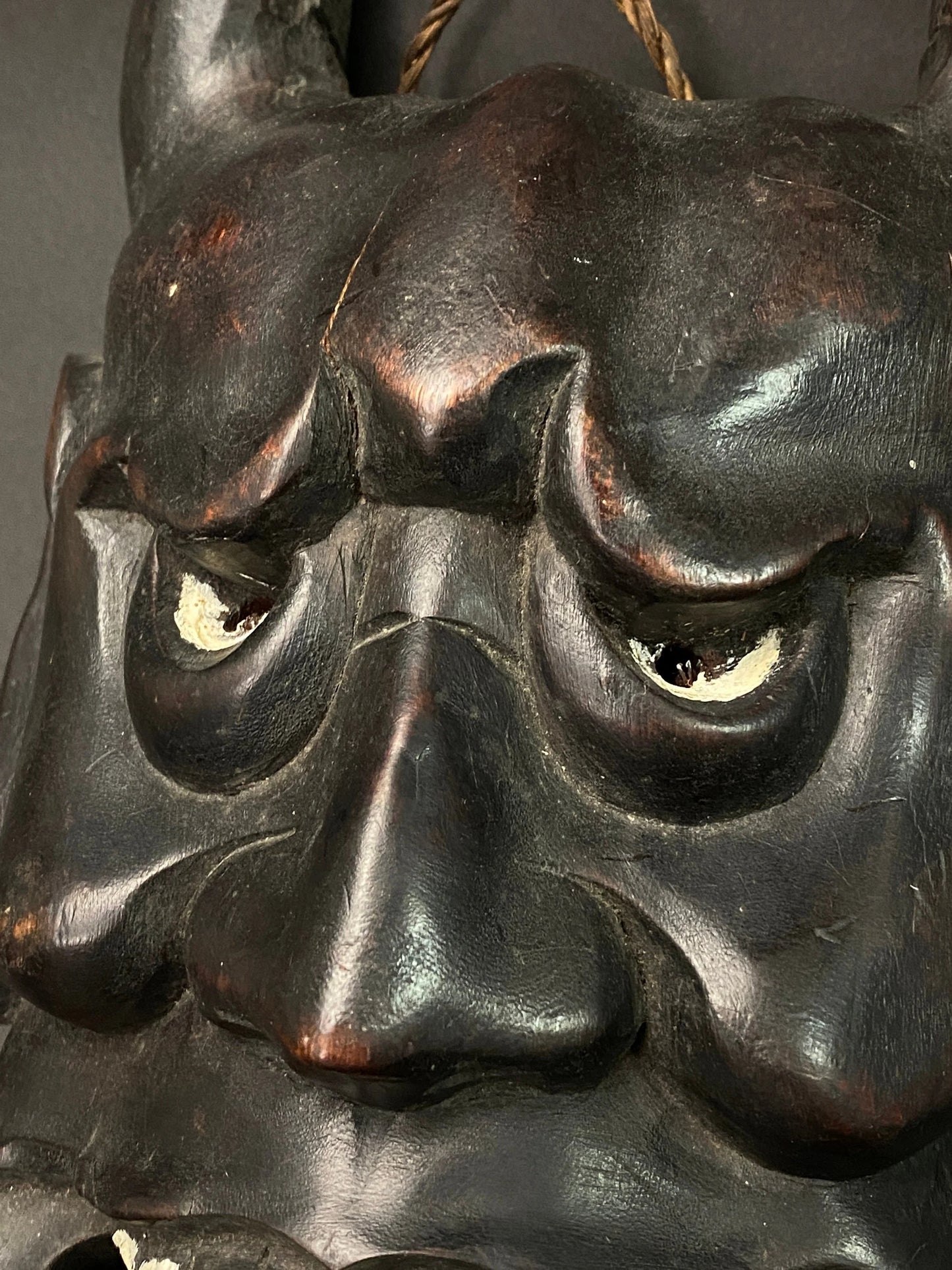 Mask oni Wood Devil Mask TENGU demon Hannya, Japaese Hand Crafted Wood, Hanging Wall Decor
