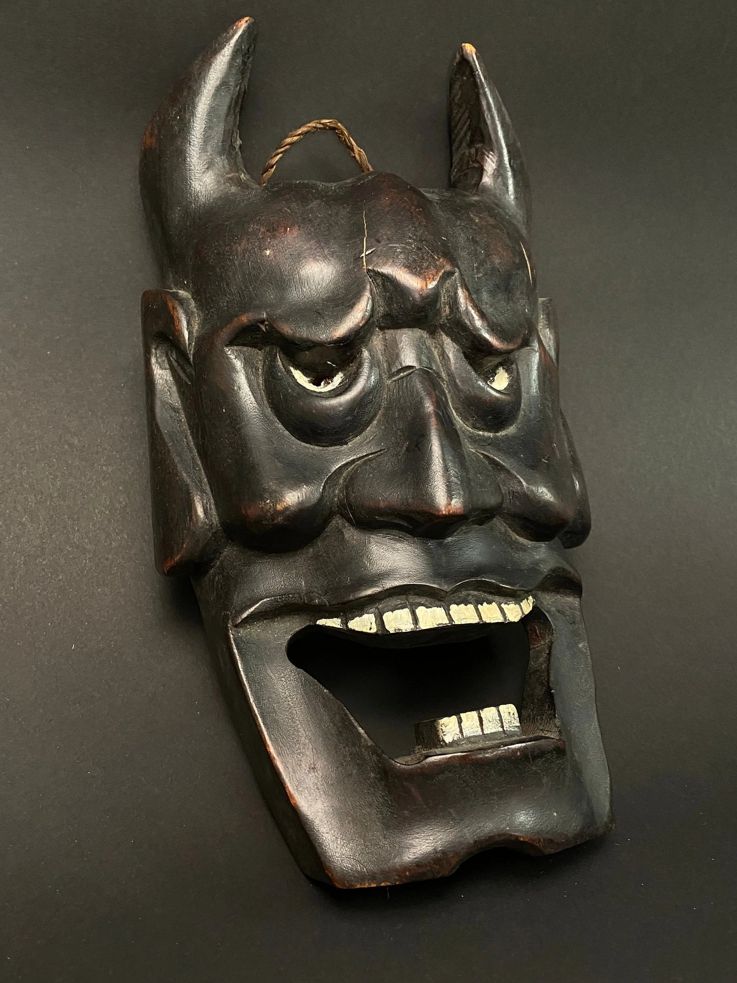 Mask oni Wood Devil Mask TENGU demon Hannya, Japaese Hand Crafted Wood, Hanging Wall Decor