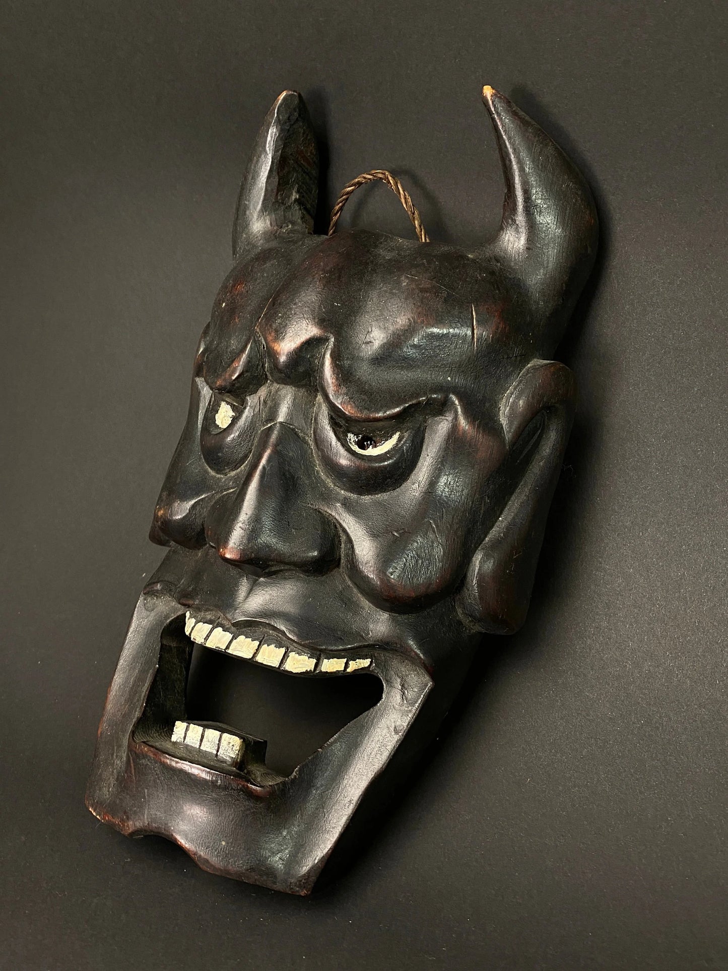 Mask oni Wood Devil Mask TENGU demon Hannya, Japaese Hand Crafted Wood, Hanging Wall Decor