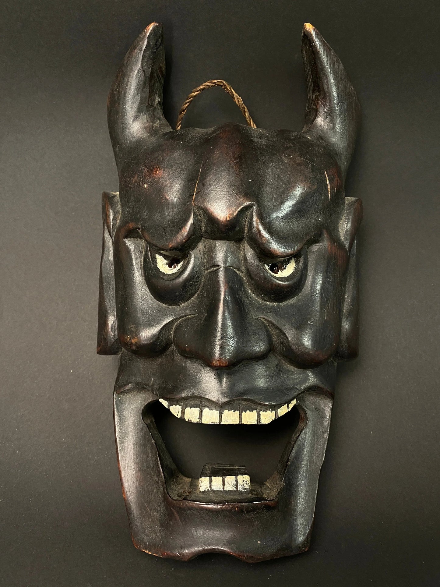Mask oni Wood Devil Mask TENGU demon Hannya, Japaese Hand Crafted Wood, Hanging Wall Decor