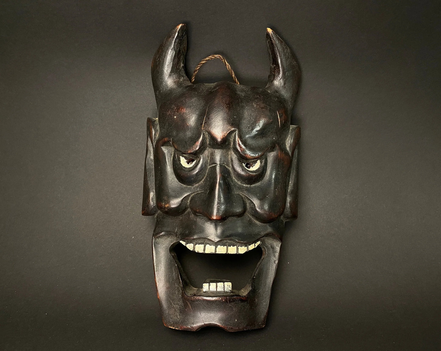 Mask oni Wood Devil Mask TENGU demon Hannya, Japaese Hand Crafted Wood, Hanging Wall Decor