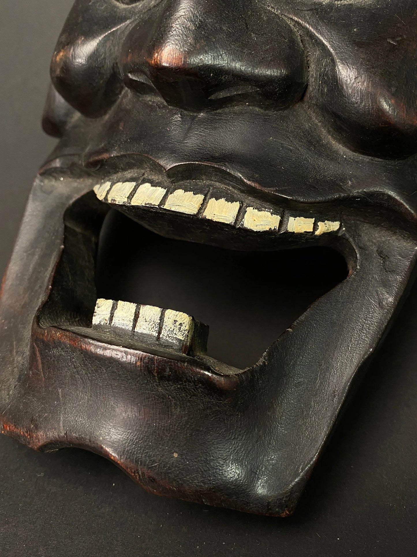 Mask oni Wood Devil Mask TENGU demon Hannya, Japaese Hand Crafted Wood, Hanging Wall Decor