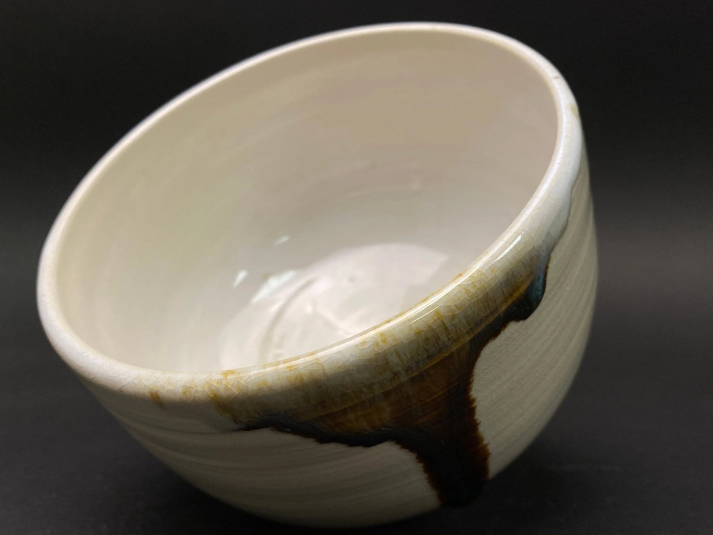 Japanese Chawan signed, Matcha Tea Bowl, Vtg Glazed heavy tea utensil, tea ceremony