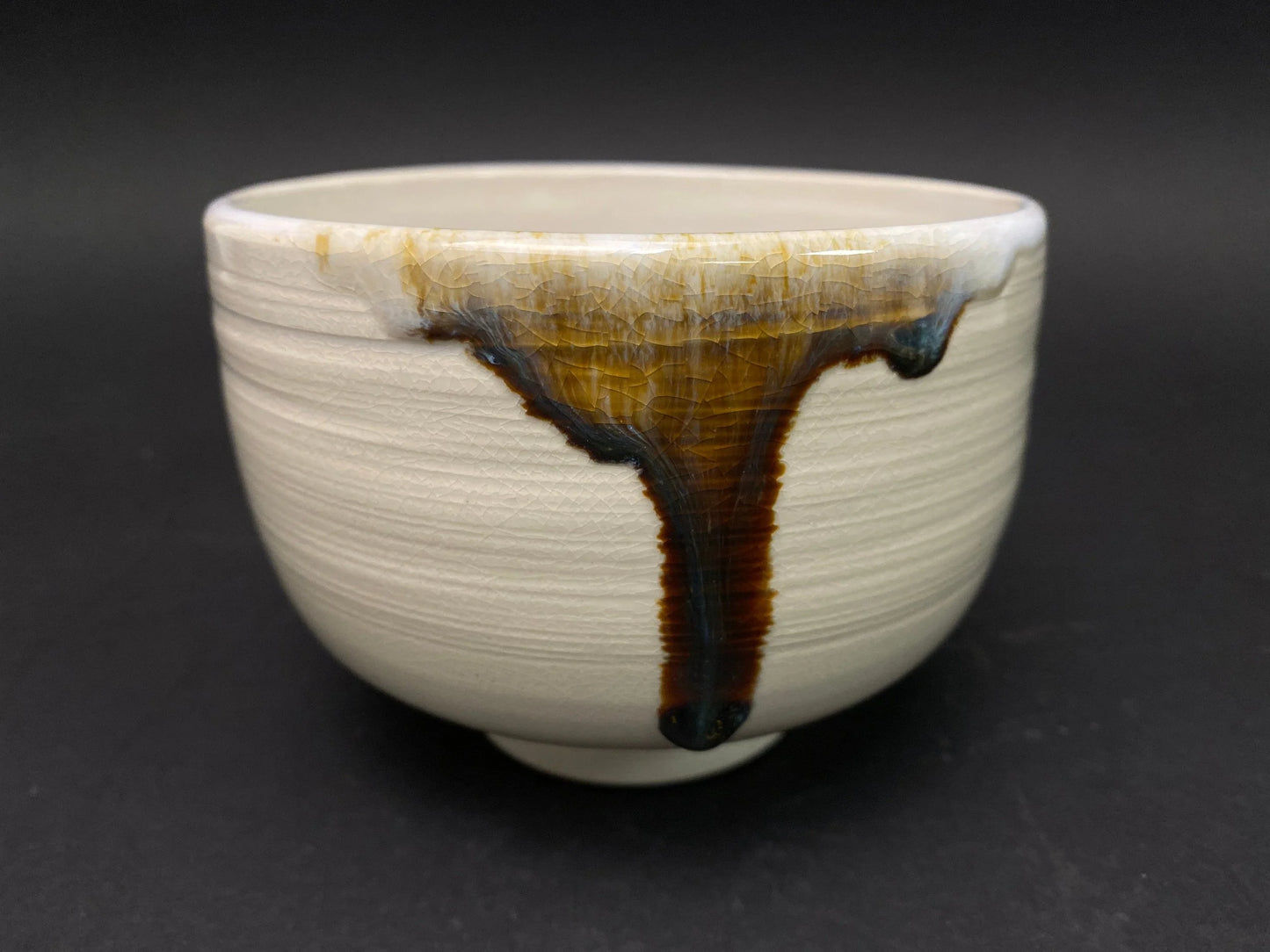Japanese Chawan signed, Matcha Tea Bowl, Vtg Glazed heavy tea utensil, tea ceremony