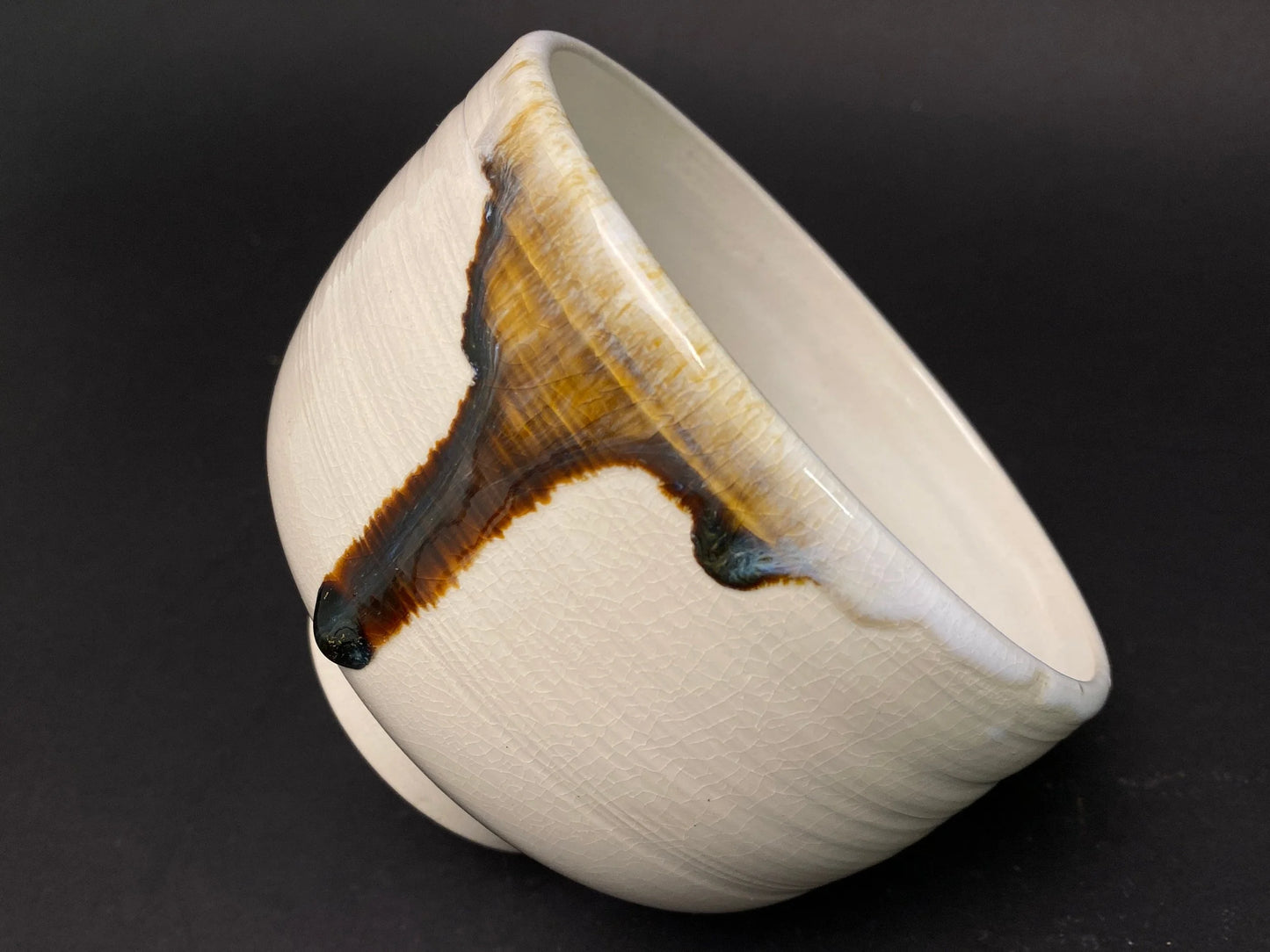 Japanese Chawan signed, Matcha Tea Bowl, Vtg Glazed heavy tea utensil, tea ceremony