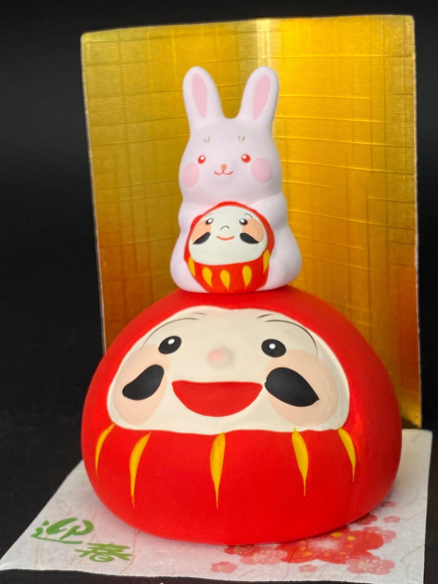 Japanese Zodiac Rabbit Ornament, New Year, Rabbit,  Bodhidharma Ceramic Ornament, Lucky Figurine, Gift idea