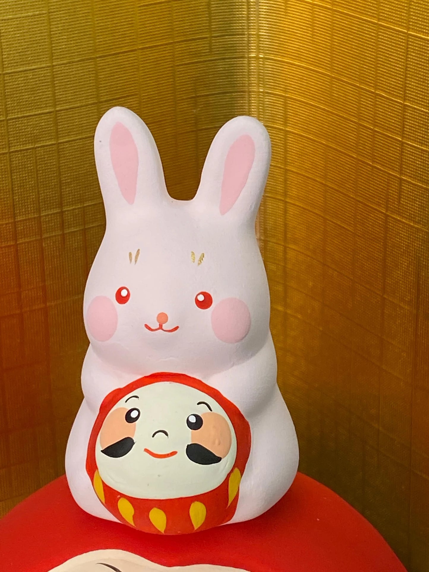 Japanese Zodiac Rabbit Ornament, New Year, Rabbit,  Bodhidharma Ceramic Ornament, Lucky Figurine, Gift idea