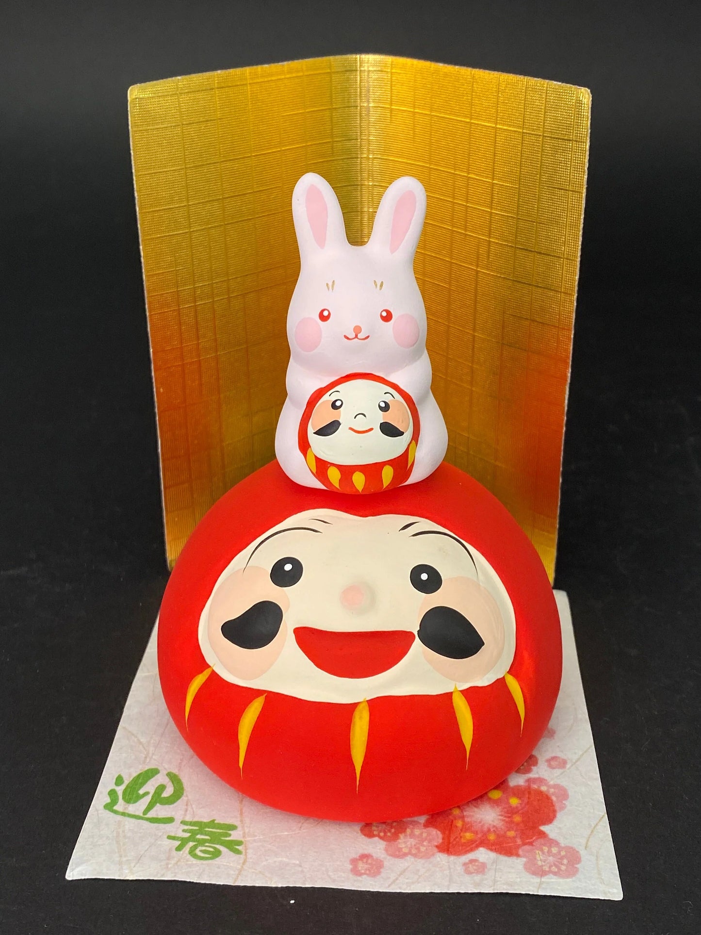 Japanese Zodiac Rabbit Ornament, New Year, Rabbit,  Bodhidharma Ceramic Ornament, Lucky Figurine, Gift idea