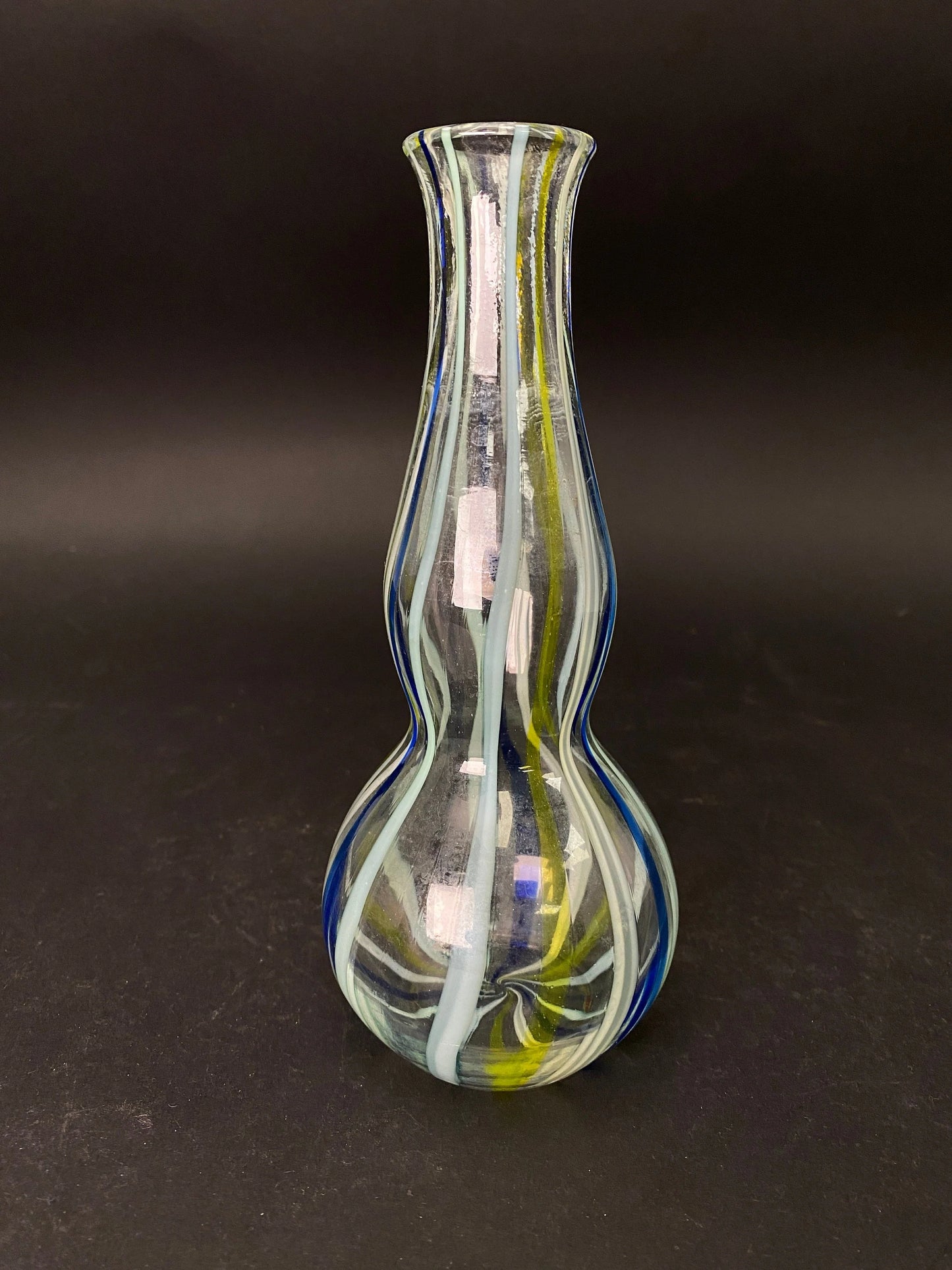 Nippon Striped Double Gourd, Glass craft, Gurgle Bubble Genie Bottle, Japanese Vase Stripe Pattern
