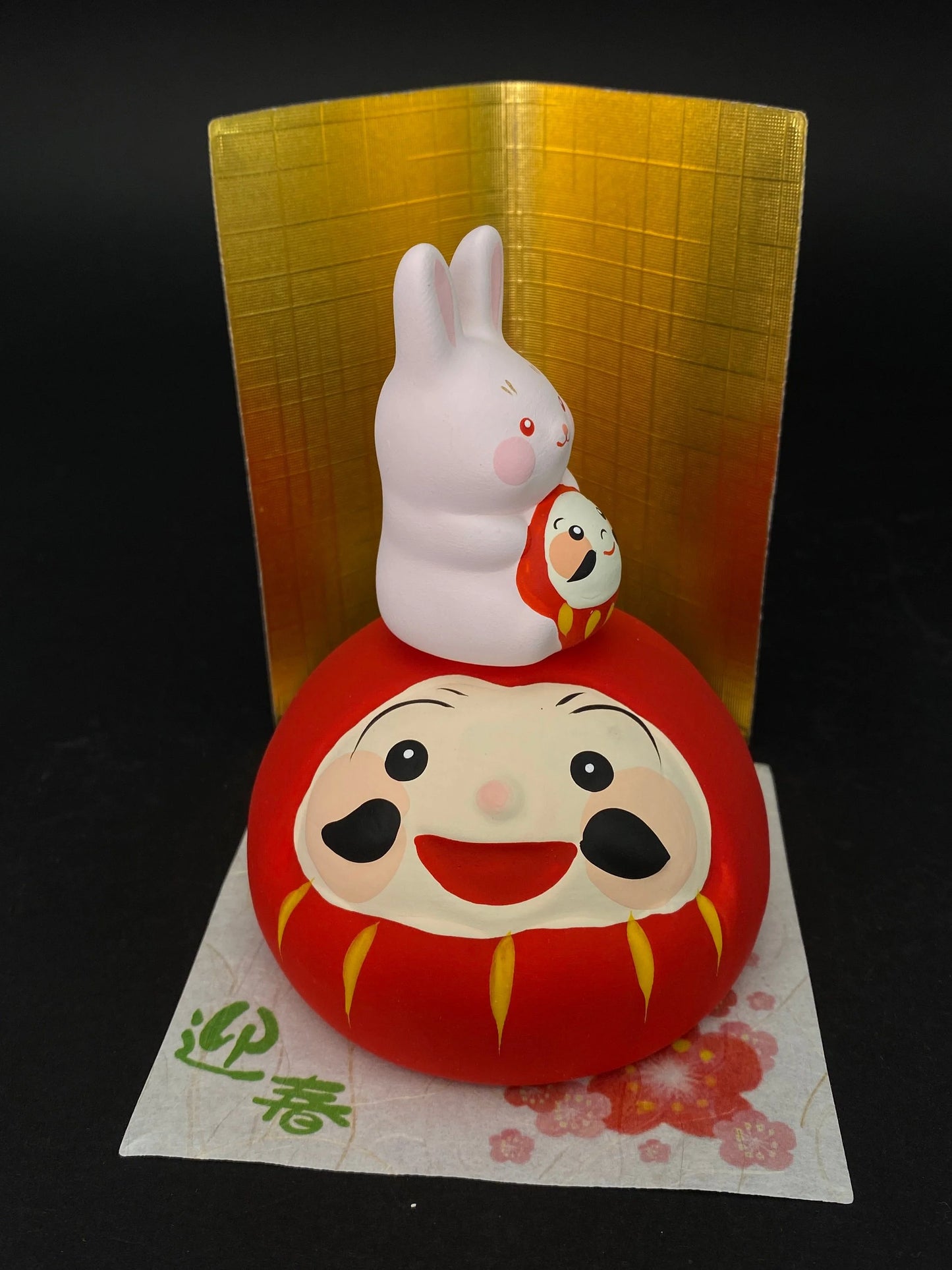 Japanese Zodiac Rabbit Ornament, New Year, Rabbit,  Bodhidharma Ceramic Ornament, Lucky Figurine, Gift idea