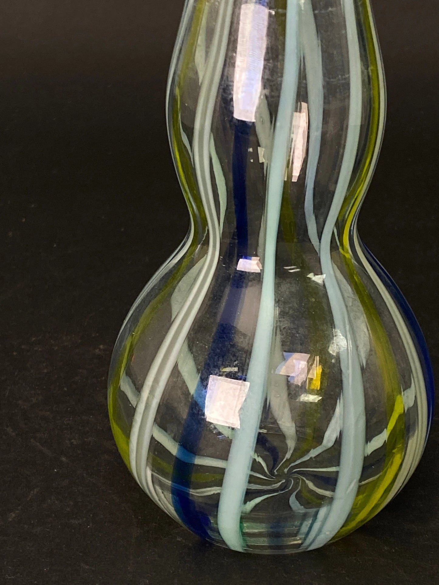 Nippon Striped Double Gourd, Glass craft, Gurgle Bubble Genie Bottle, Japanese Vase Stripe Pattern