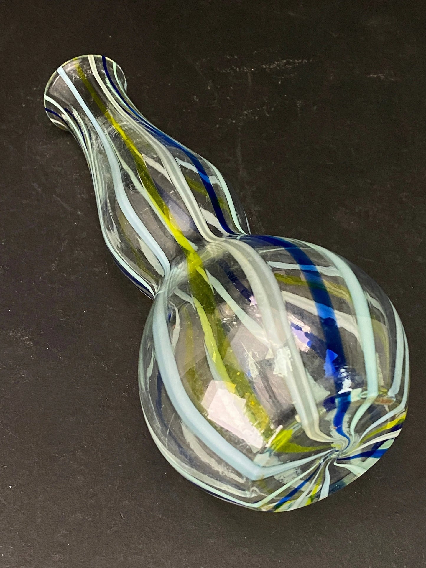 Nippon Striped Double Gourd, Glass craft, Gurgle Bubble Genie Bottle, Japanese Vase Stripe Pattern