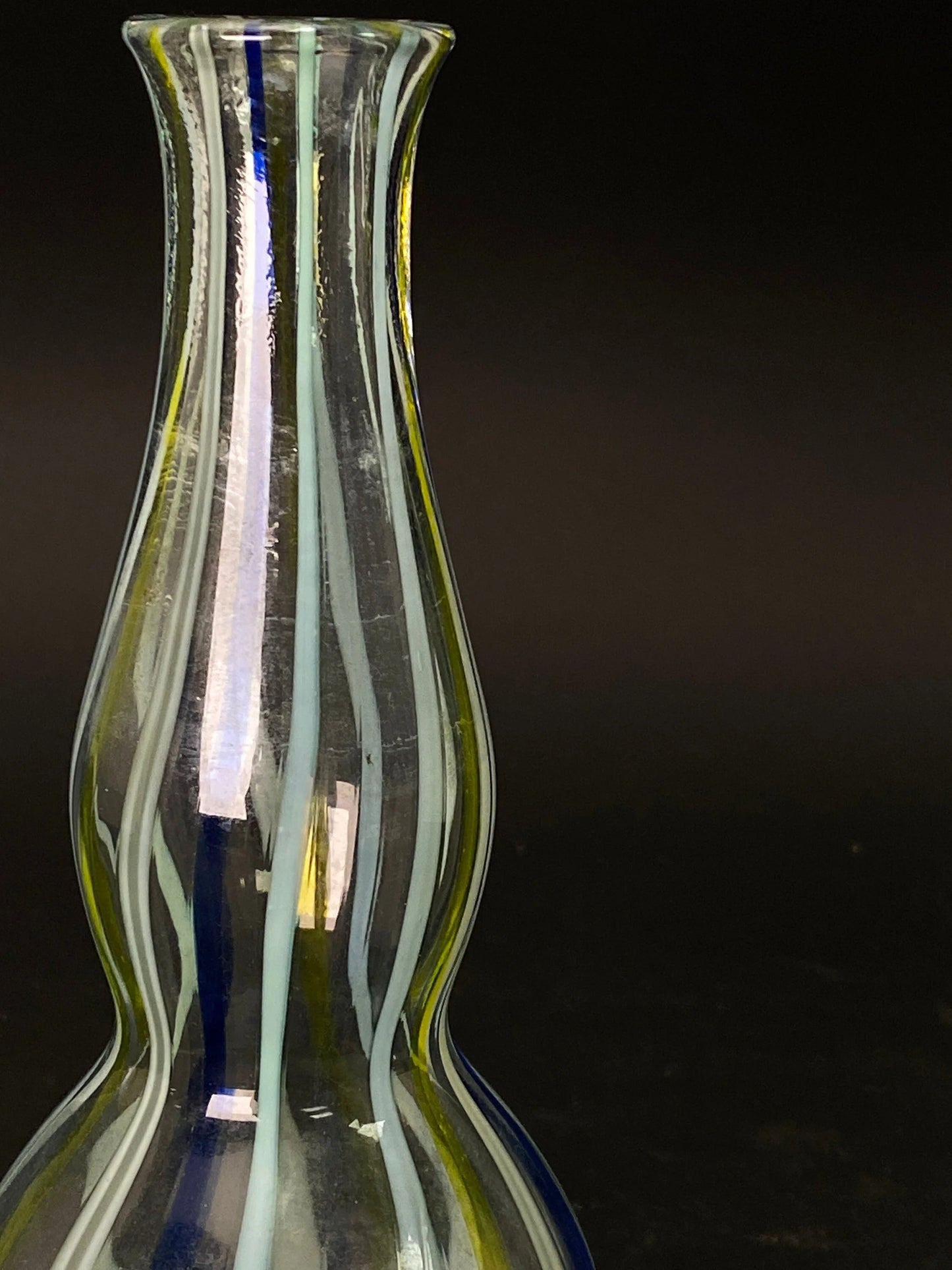 Nippon Striped Double Gourd, Glass craft, Gurgle Bubble Genie Bottle, Japanese Vase Stripe Pattern