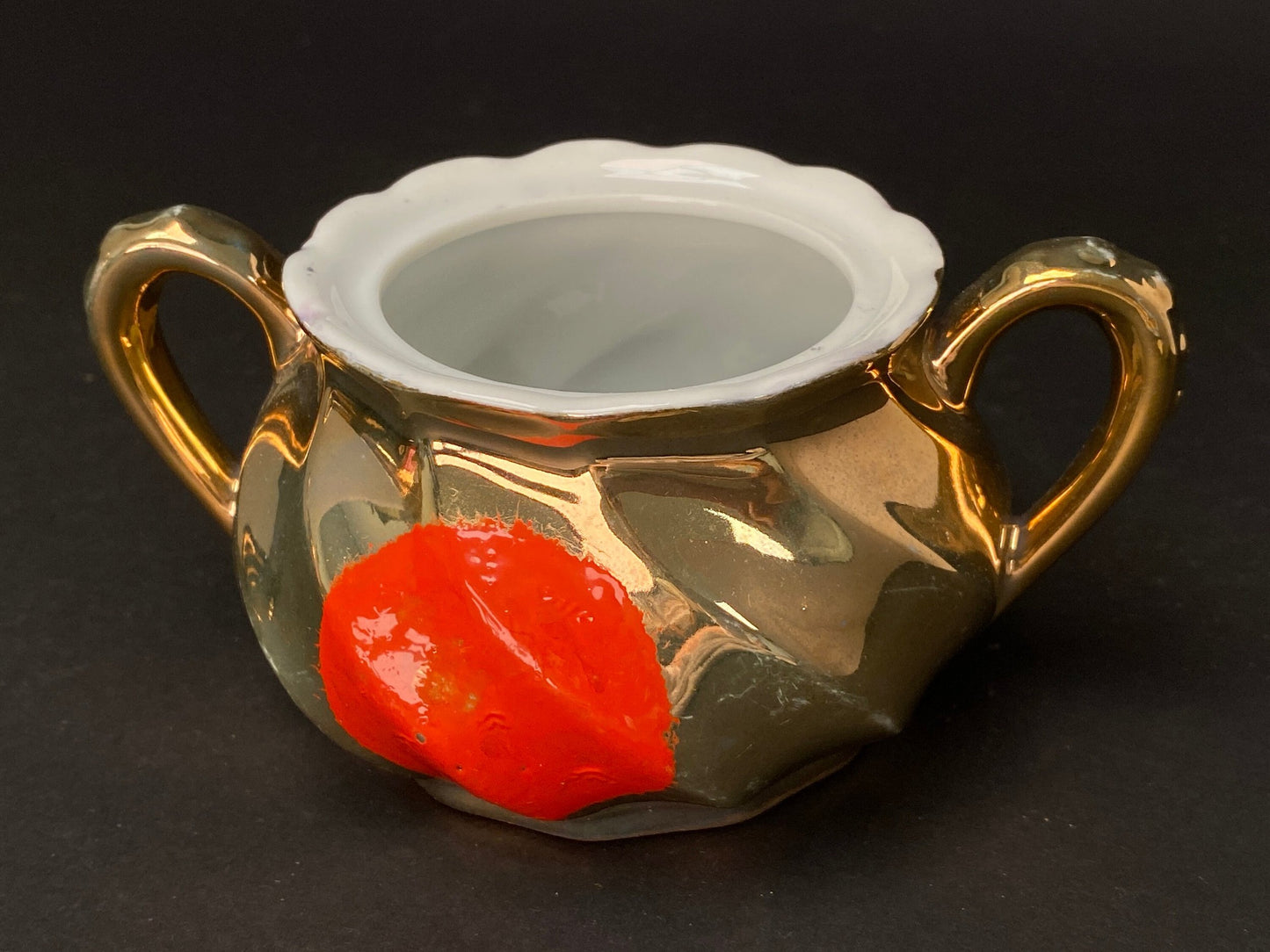 Vintage Gold & Red Creamer and Sugar Bowl Set - Made in Japan