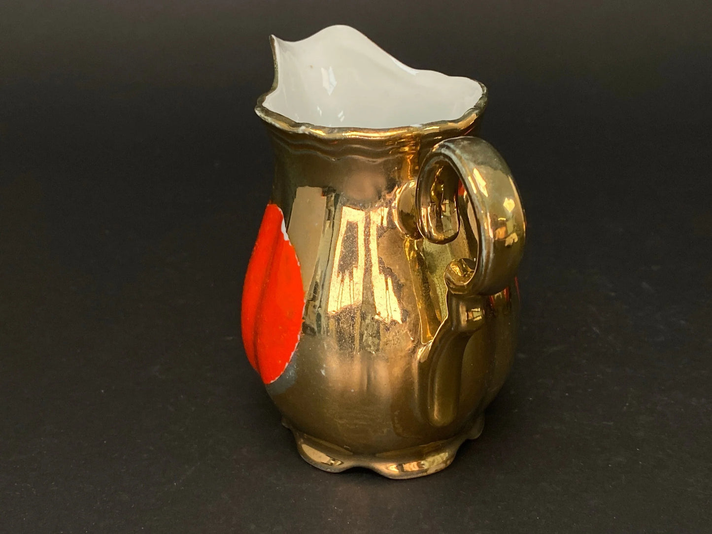 Vintage Gold & Red Creamer and Sugar Bowl Set - Made in Japan