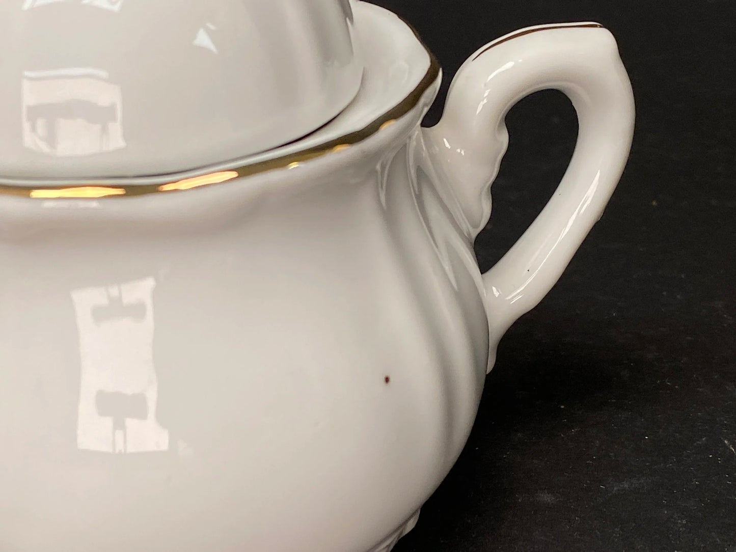 Classic Sugar Bowl with lid, Japanese Small pitcher, Made in Japan, Vintage porcelain White w/Gold Gilt
