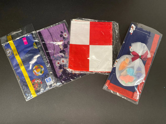 Fukusa Cotton Japanese Kerchief！Tea Ceremony Cloth High-Class, blue, purple, red fabric, Open Box Vtg 6options, rabbit, flower, cat