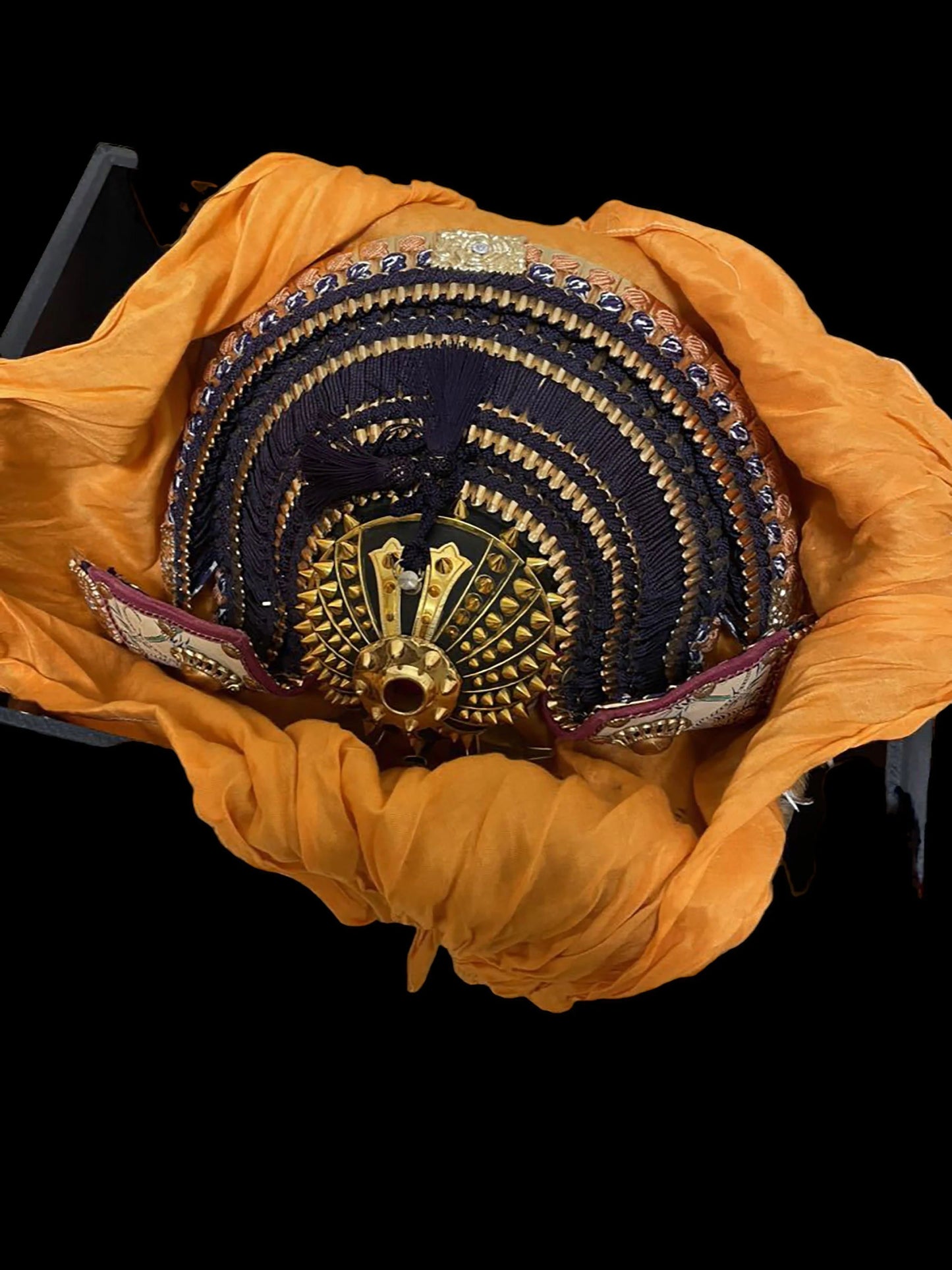 Satsuki Helmet dragon Kabuto full set original displayed wood lacquer box, by Ryugyoku,  rare fabric, Japanese luxury table decor