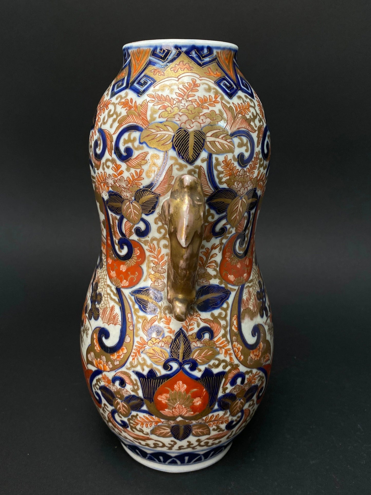 Japanese Antique Imari Vases In Gourd form, Porcelain Ikebana Flower Gorgeous Pattern, From Japan Auction