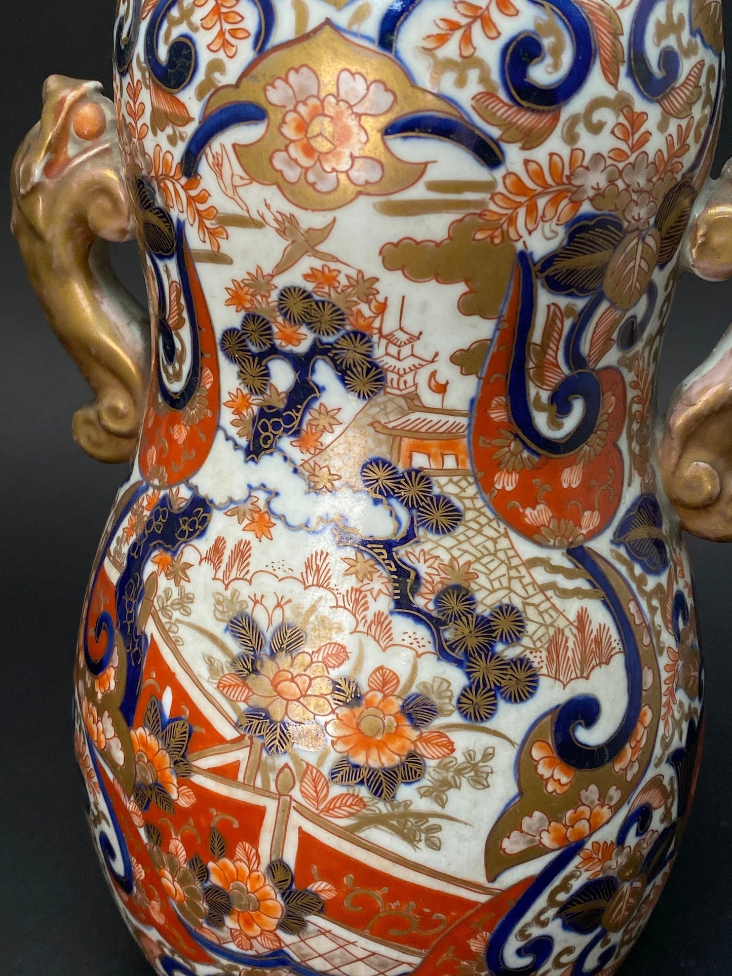 Japanese Antique Imari Vases In Gourd form, Porcelain Ikebana Flower Gorgeous Pattern, From Japan Auction