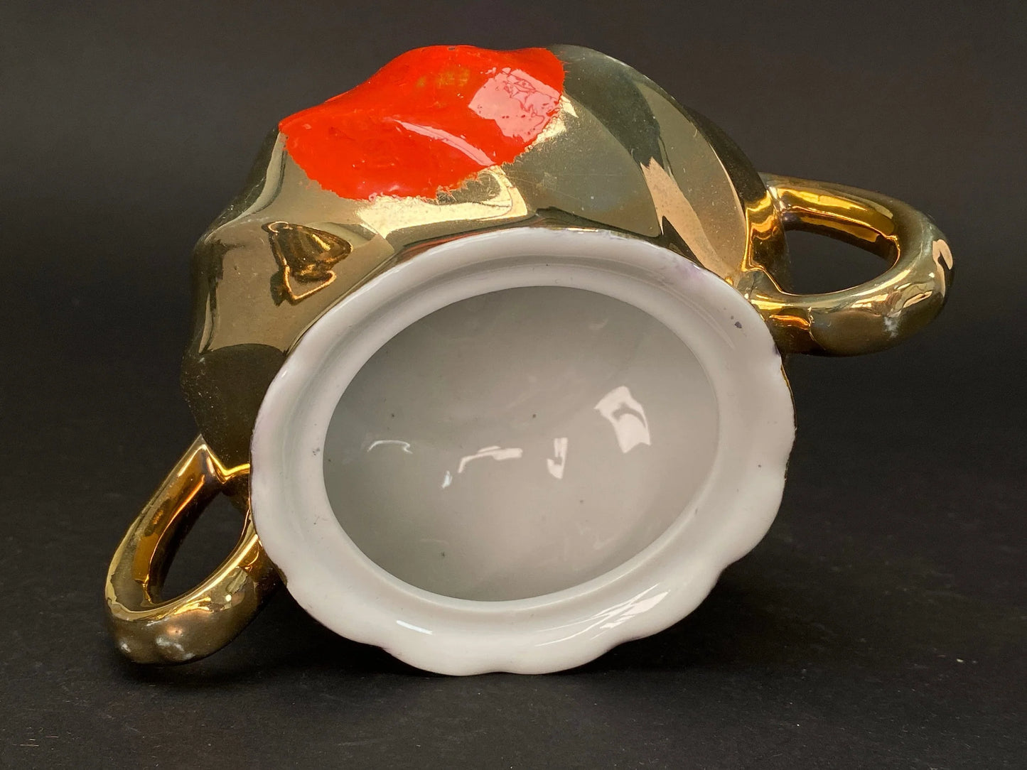 Vintage Gold & Red Creamer and Sugar Bowl Set - Made in Japan