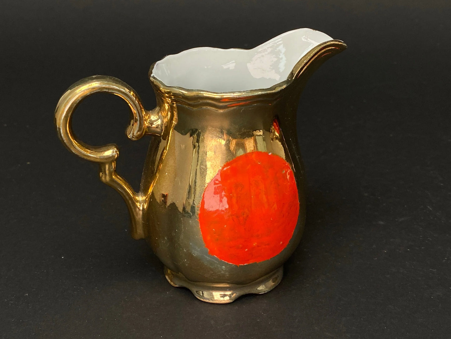 Vintage Gold & Red Creamer and Sugar Bowl Set - Made in Japan